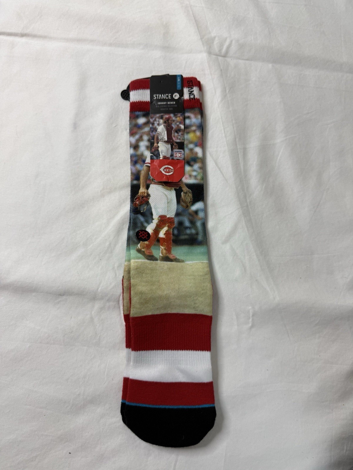 STANCE MLB CINCINNATI REDS Johnny Bench CREW SOCK Men’s Red/White Size L-XL 9-13