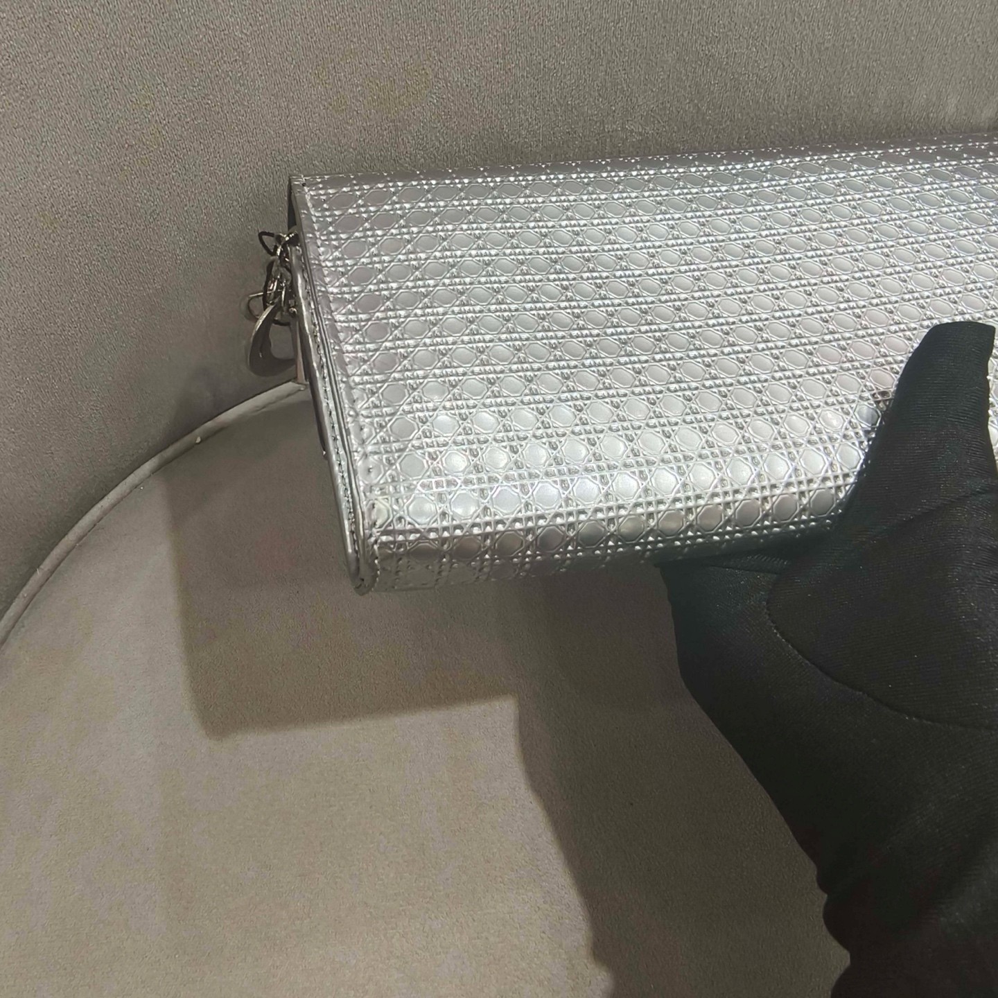 Dior Pre-Owned Authentic Chain Bag Silver 21*11 Silver Free Tracked Shipping