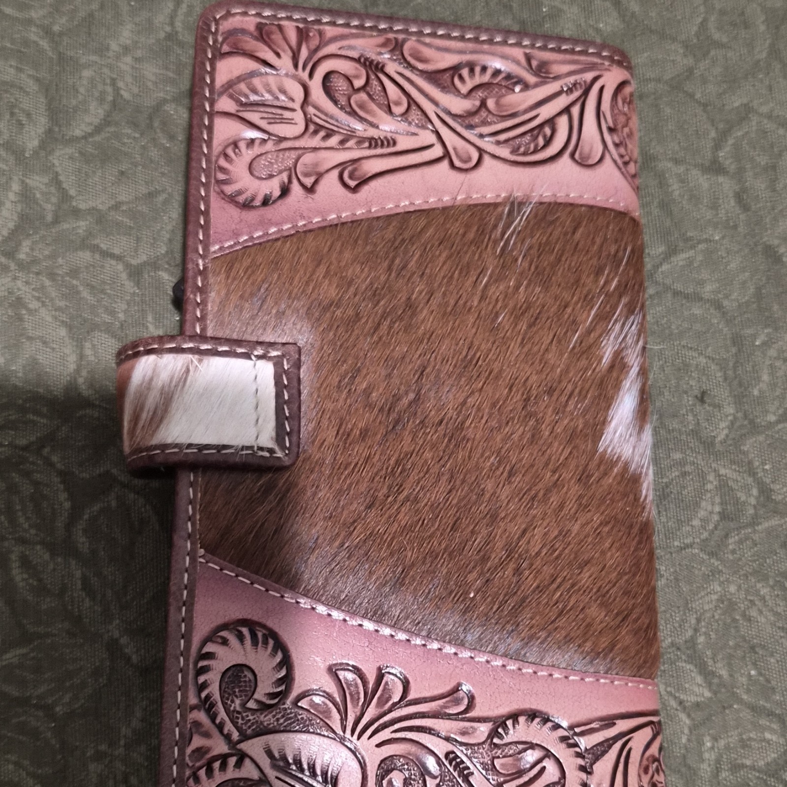 Myra Bag Brown RFID Blocking Folding Wallet w/ Snap Closure & Turquoise Concho