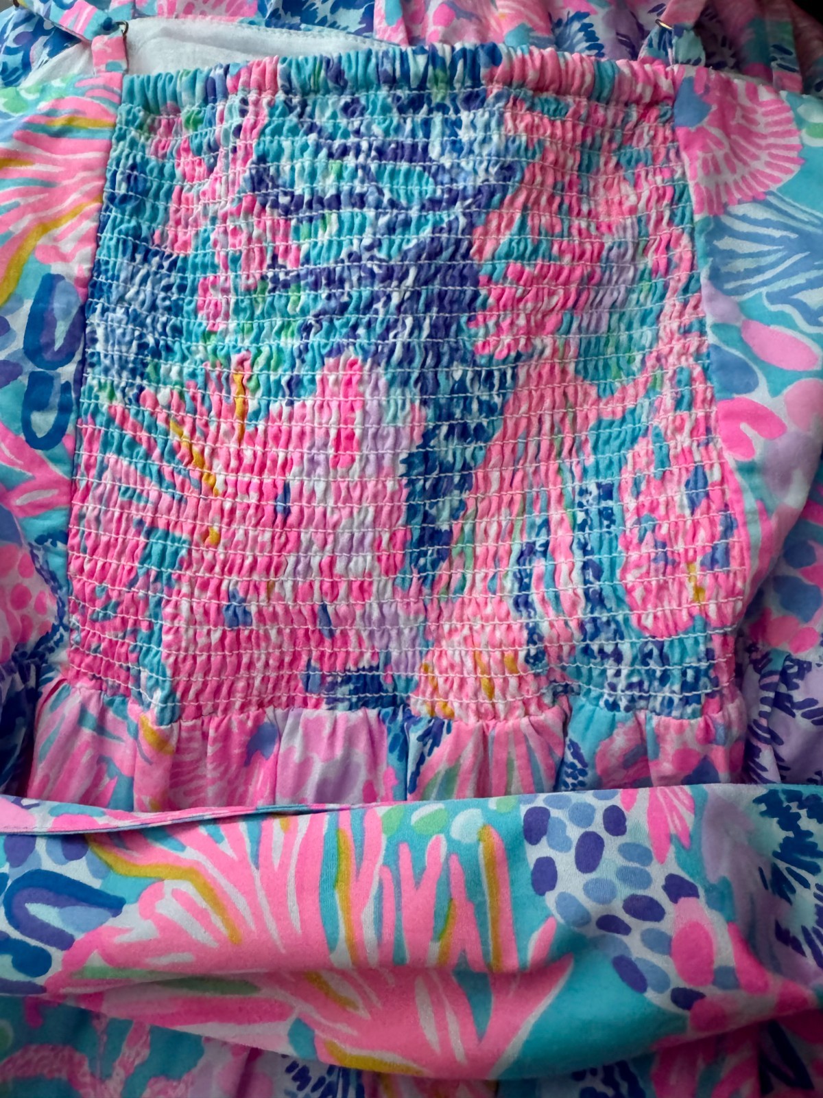 Lilly Pulitzer “Splendor in the Sand” Print Midi Cotton Dress w/Pockets – Size 0