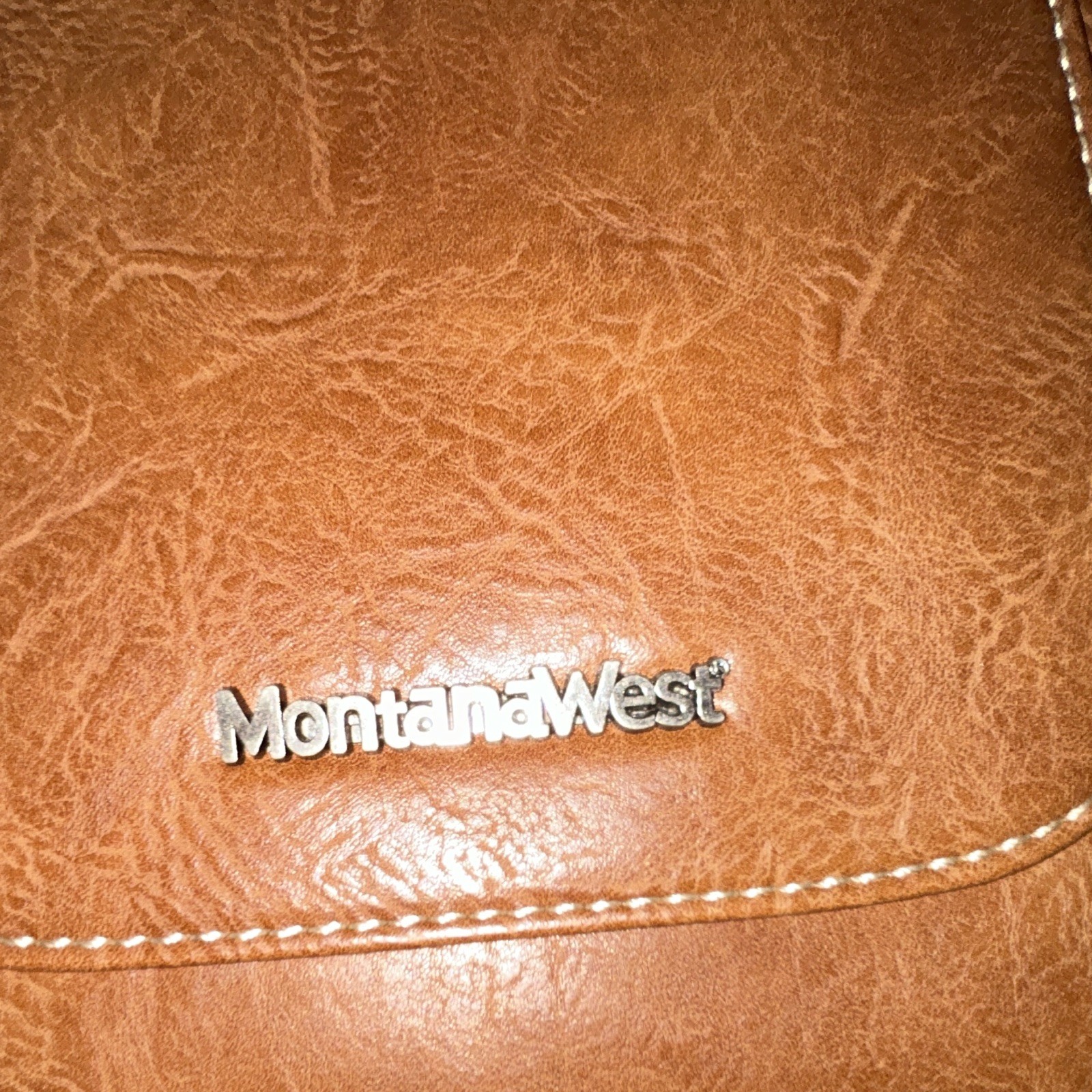 Montana West Brown Western Geometric Studded Tote Zip Inner/Outer Pockets