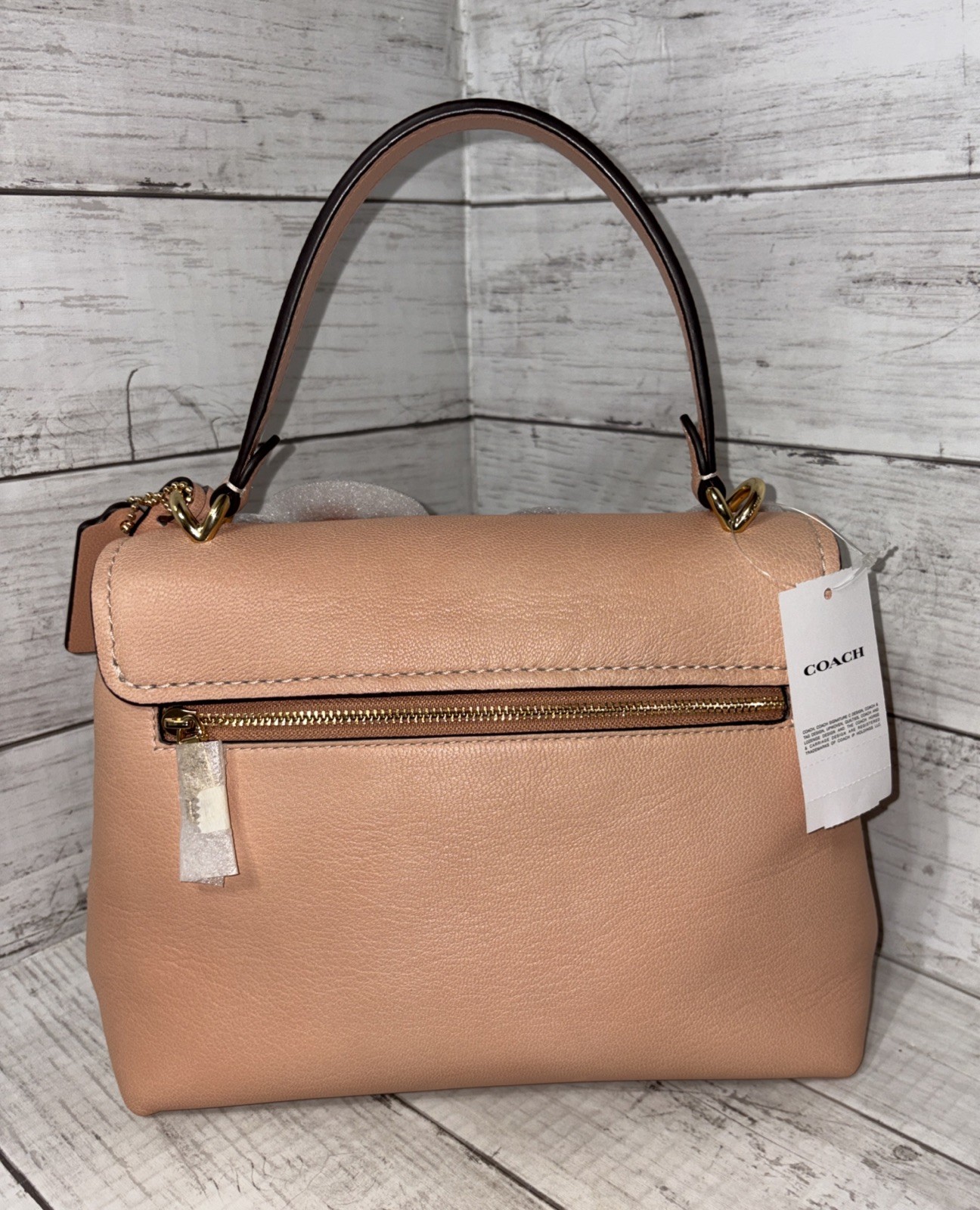 COACH CDY44 Emory 3Way Convertible Top Handle Bag Floral Appliqué Light Pink NWT