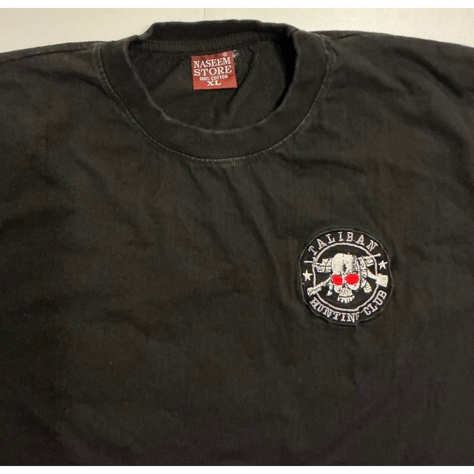 VTG Y2K Naseem Taliban Hunting Club T-Shirt Mens XL (Fits L) Blk Skull Military