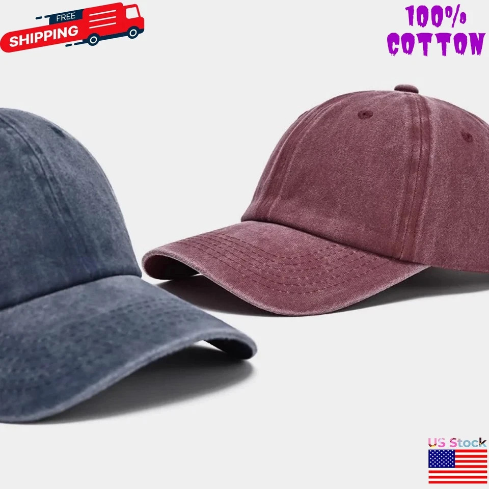 Cotton Baseball Cap Ball Dad Hat Adjustable Plain Solid Washed Men Premium 2026