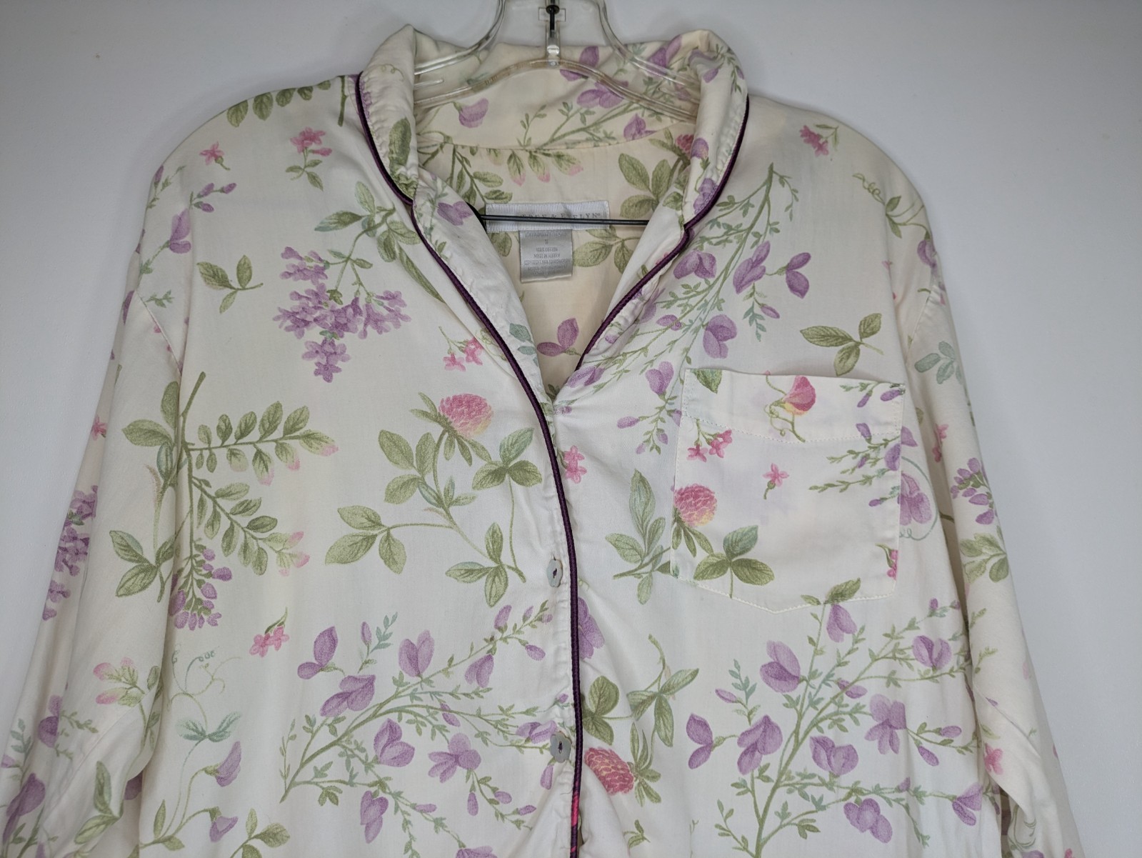 Crabtree Evelyn Pajamas Set Cotton Floral Turkiye Cream Vintage Pocket S Women’s
