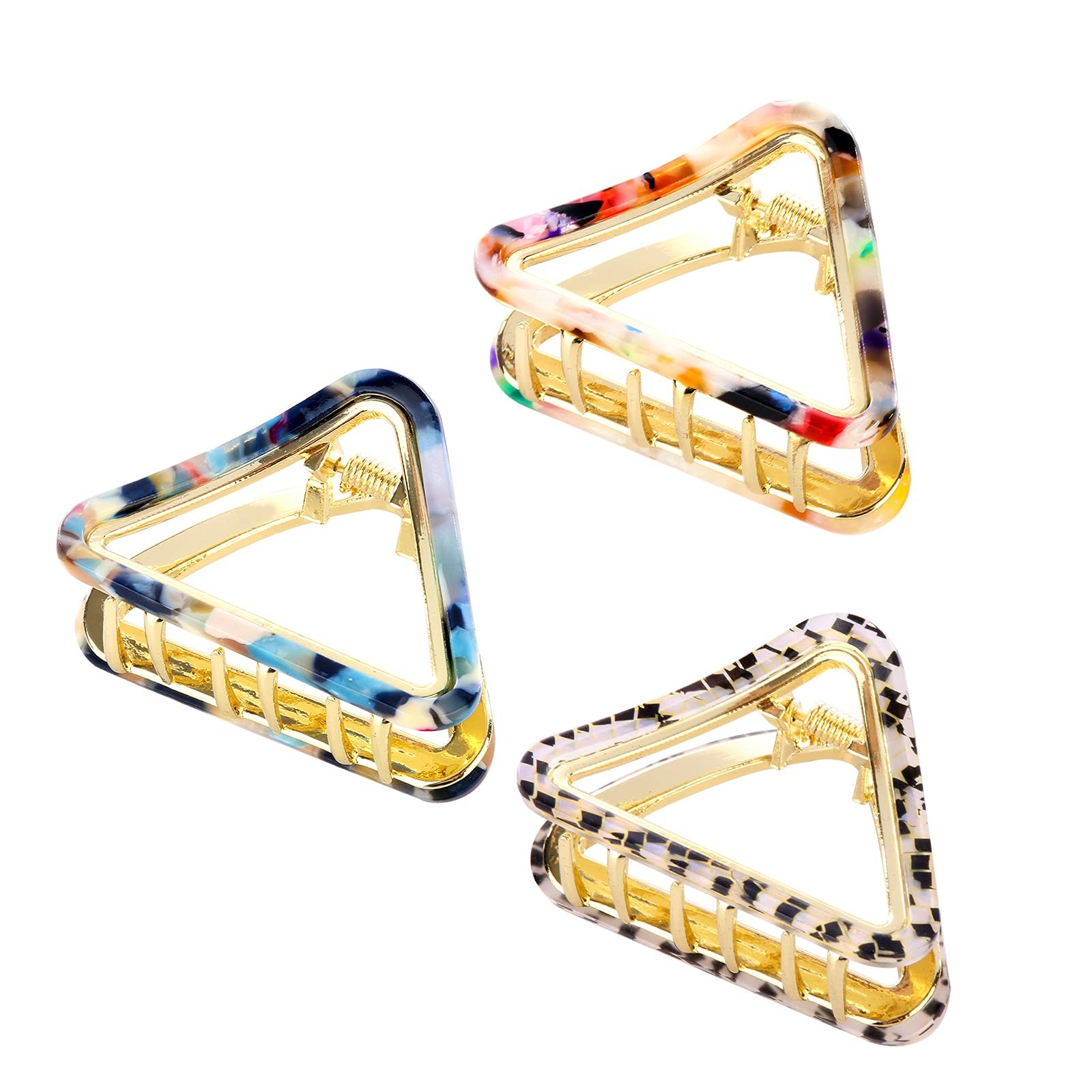 3 PCS Hollow Triangle Hair Clips 2 Inch Acetate Jaw No-Slip Styling Accessory