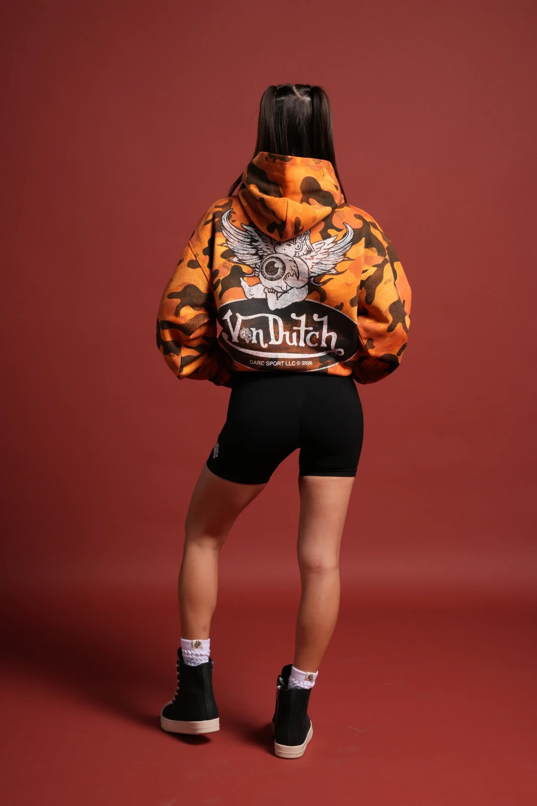 Darc Sport x Von Dutch Orange Camo Pierce Hoodie Size M Men’s NWT