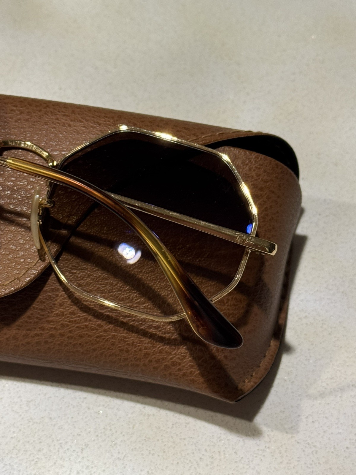 Ray Ban Octagon 1972 Sunglasses Gold Brown Gradient 914751 54-19 Metal