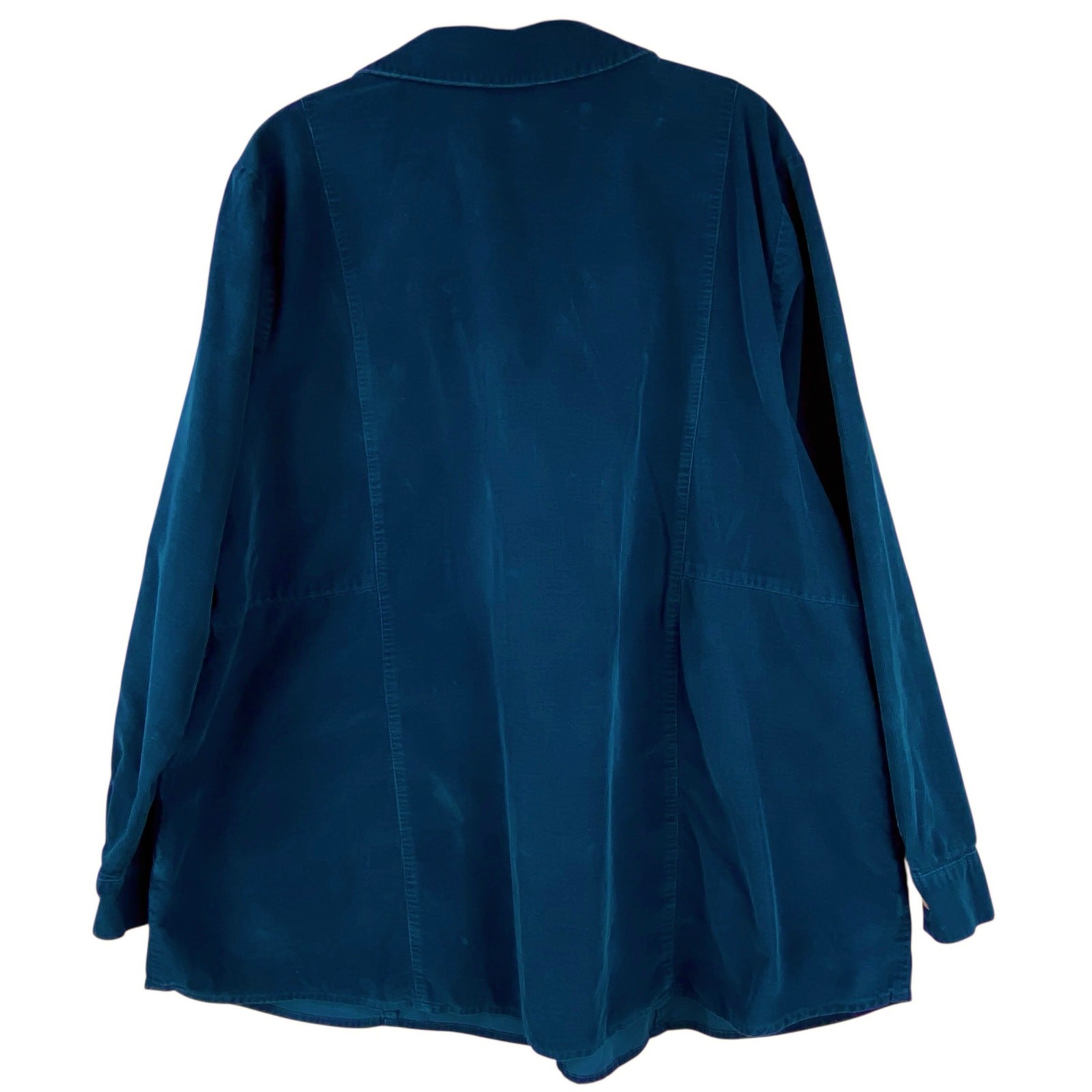 J Jill Corduroy Shirt Tunic Size 2X Teal Lightweight Button Front Cotton