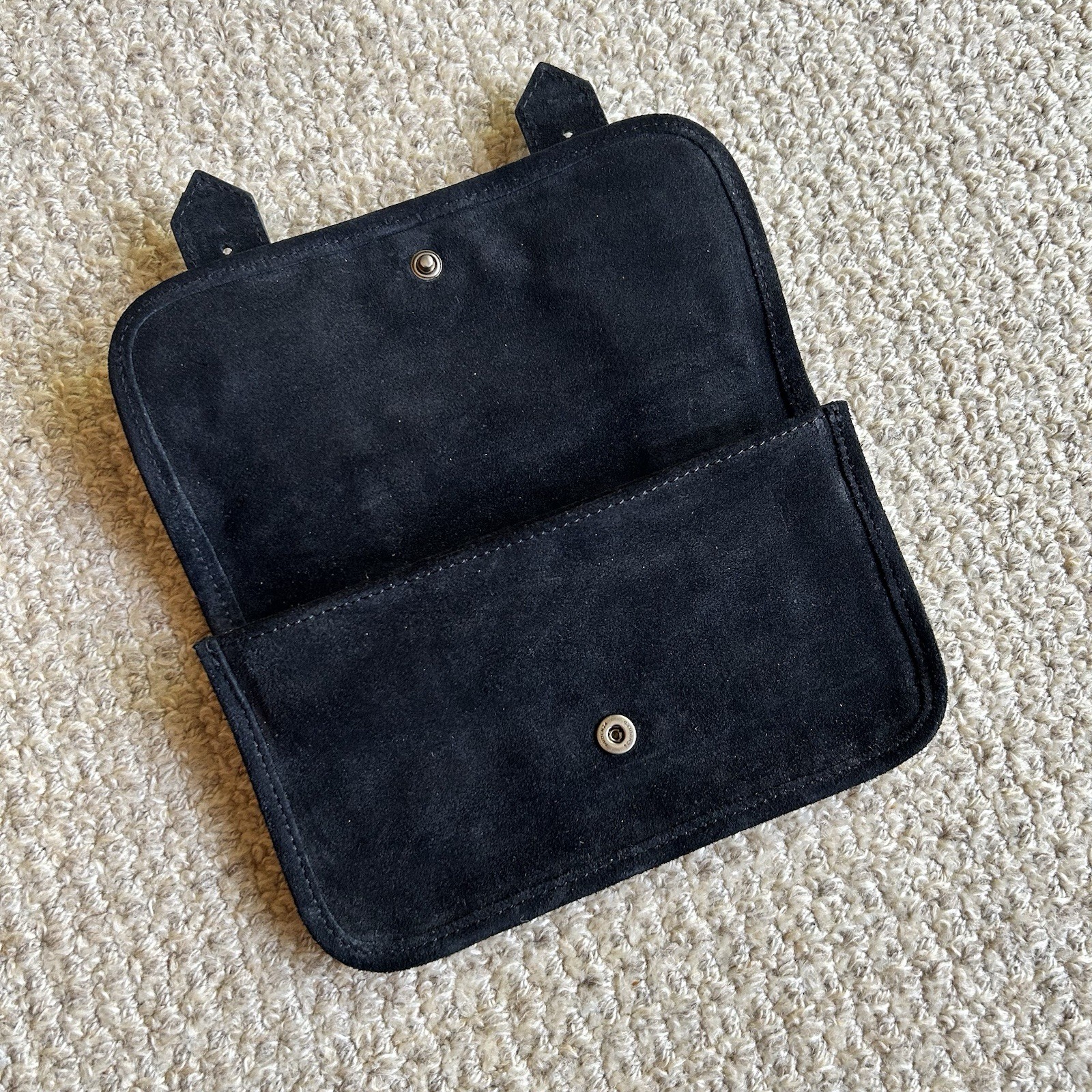 Proenza Schouler PS1 Black Suede Leather Wallet w/ Box Handmade Genuine Leather