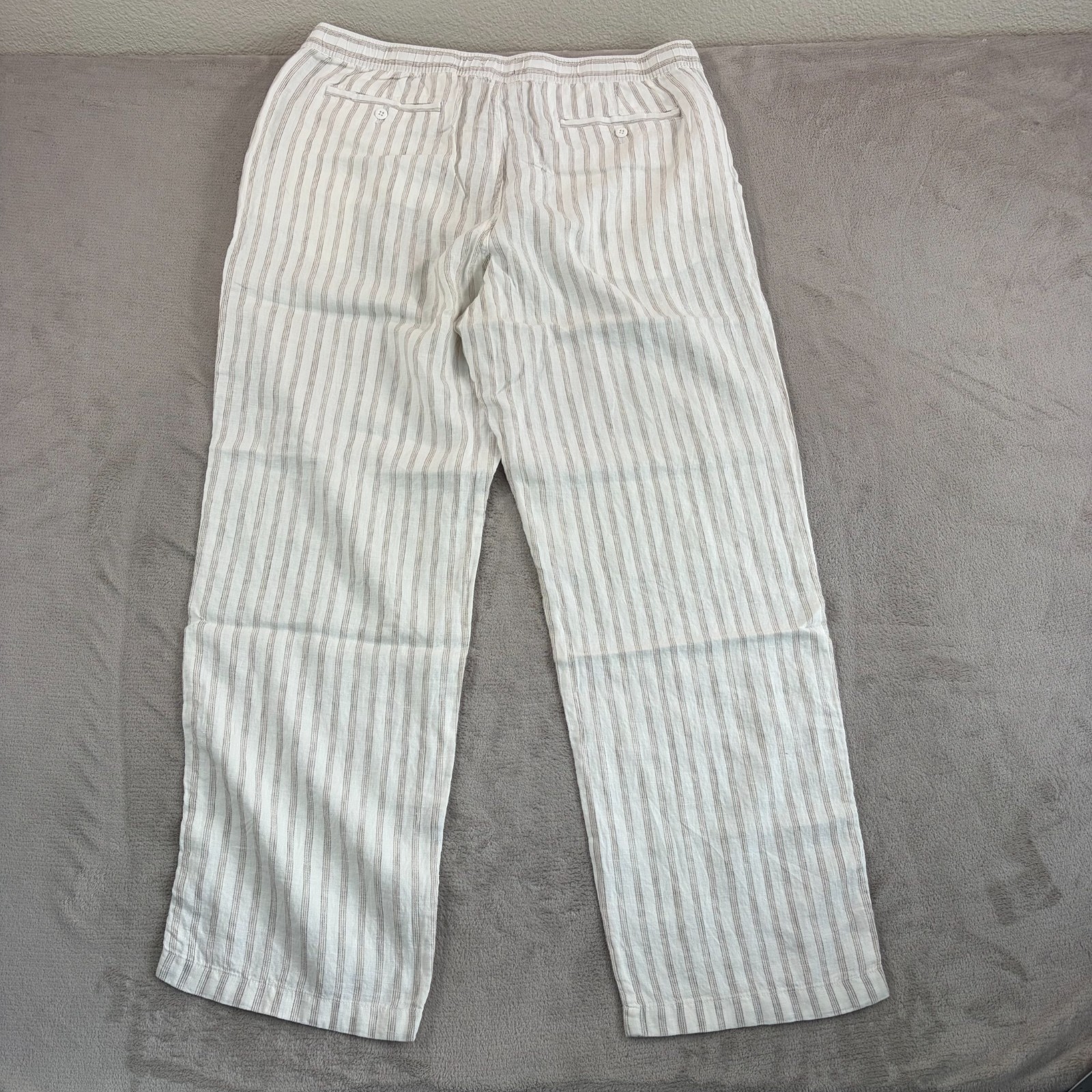TODD SNYDER Relaxed 100% Linen Leisure Pants in White Striped Pleated NWT $198