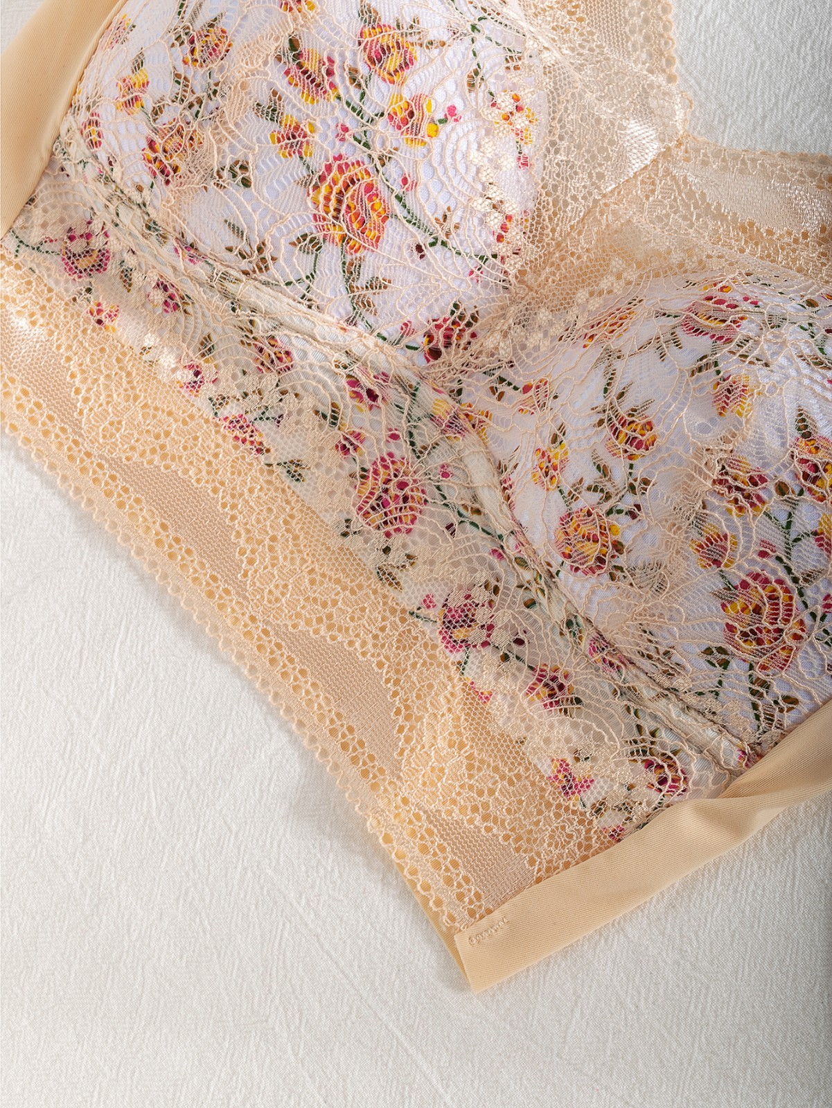 Floral Lace Wireless Full Coverage Bra Wide Strap Plus Size Comfort Bralette