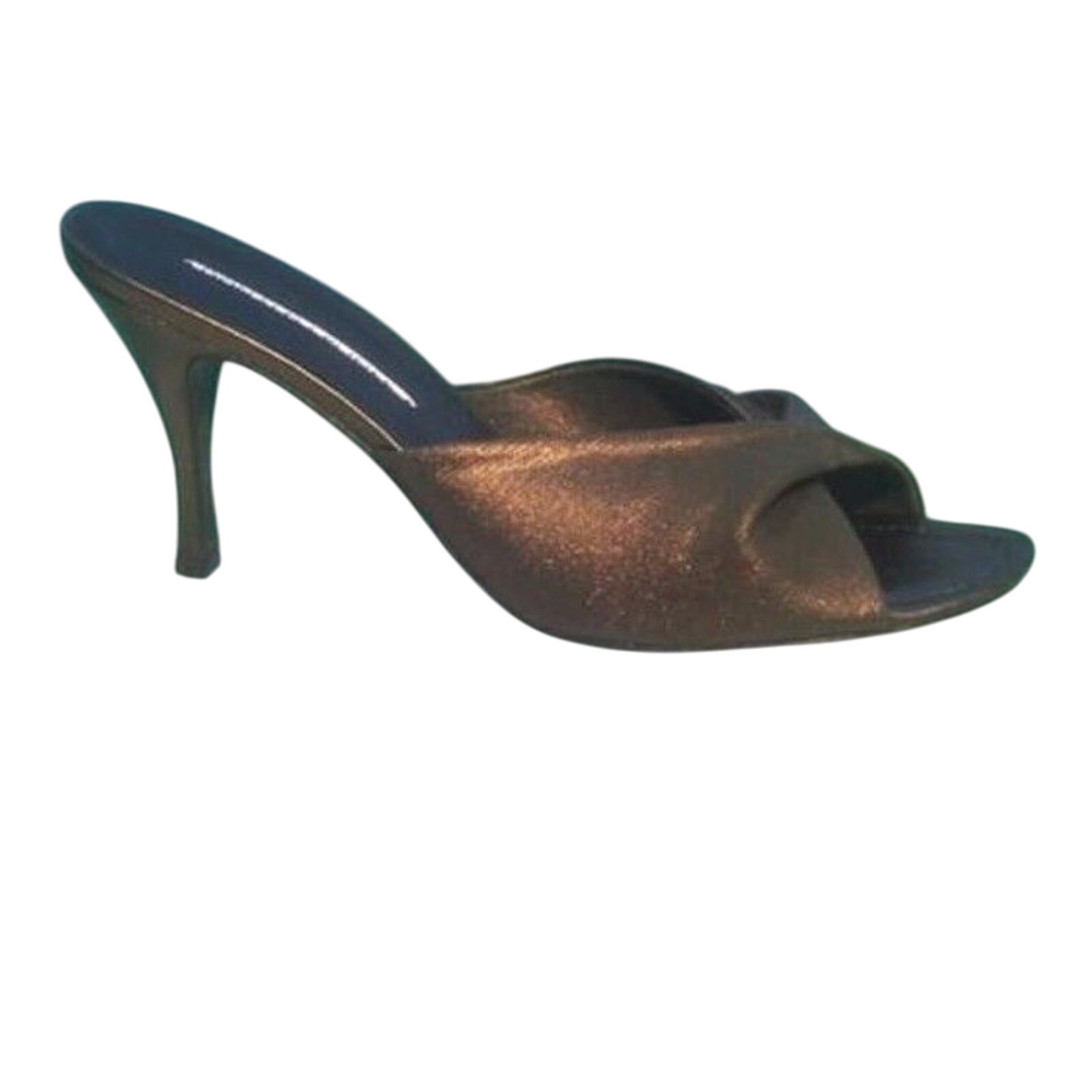 Donald Pliner Bronze Metallic Elastic Mesh and Leather Slide Shoe New NIB $255