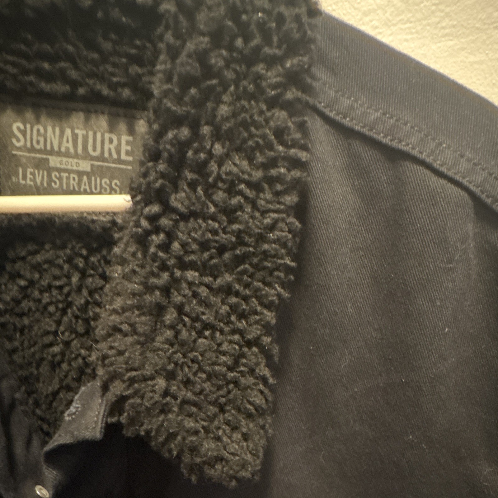 Signature by Levi Strauss & Co Black Sherpa Lined Cotton Denim Jacket Men 2XL