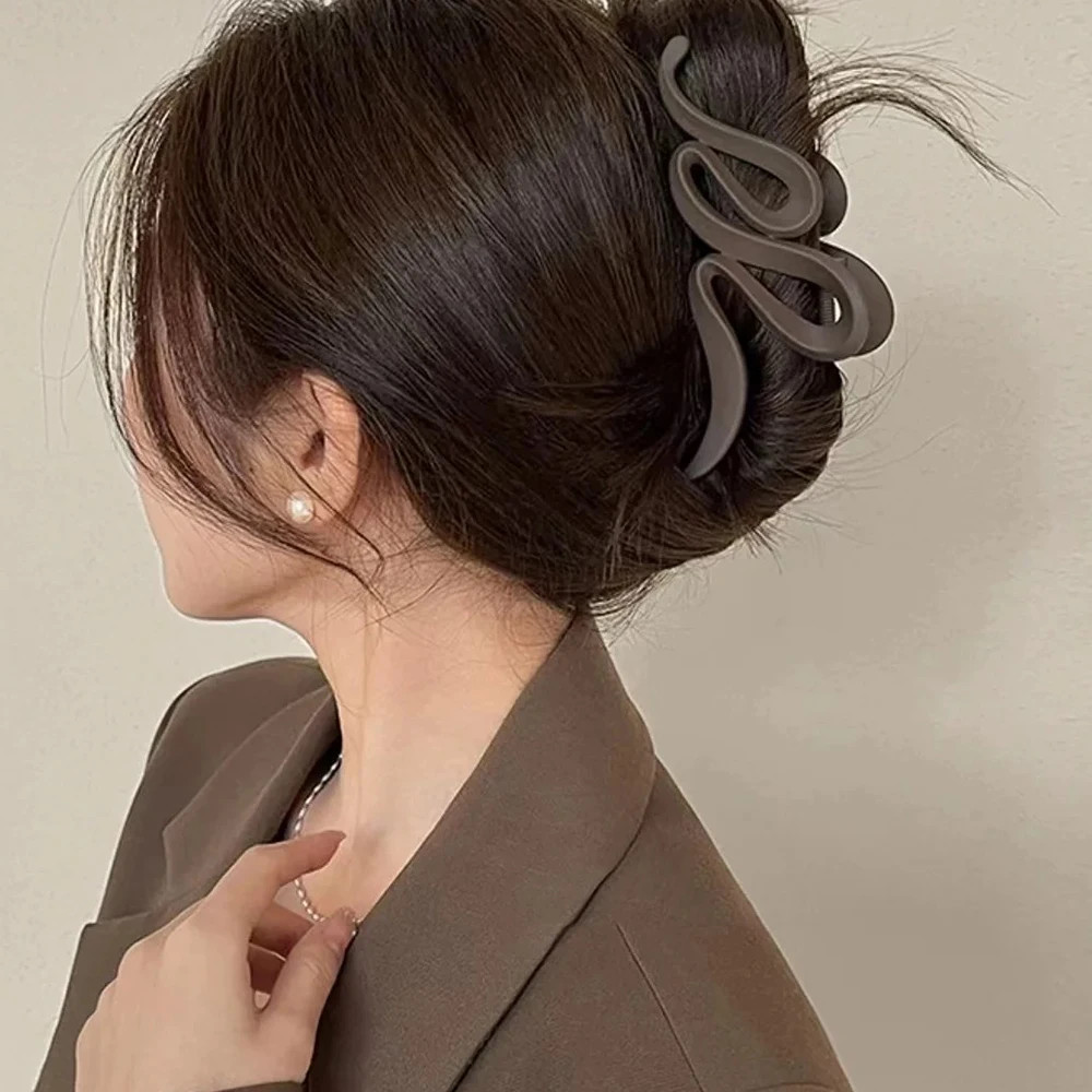 13cm Acrylic Hair Claw Clips Matte Wave Design Women Girls Hair Accessories Set