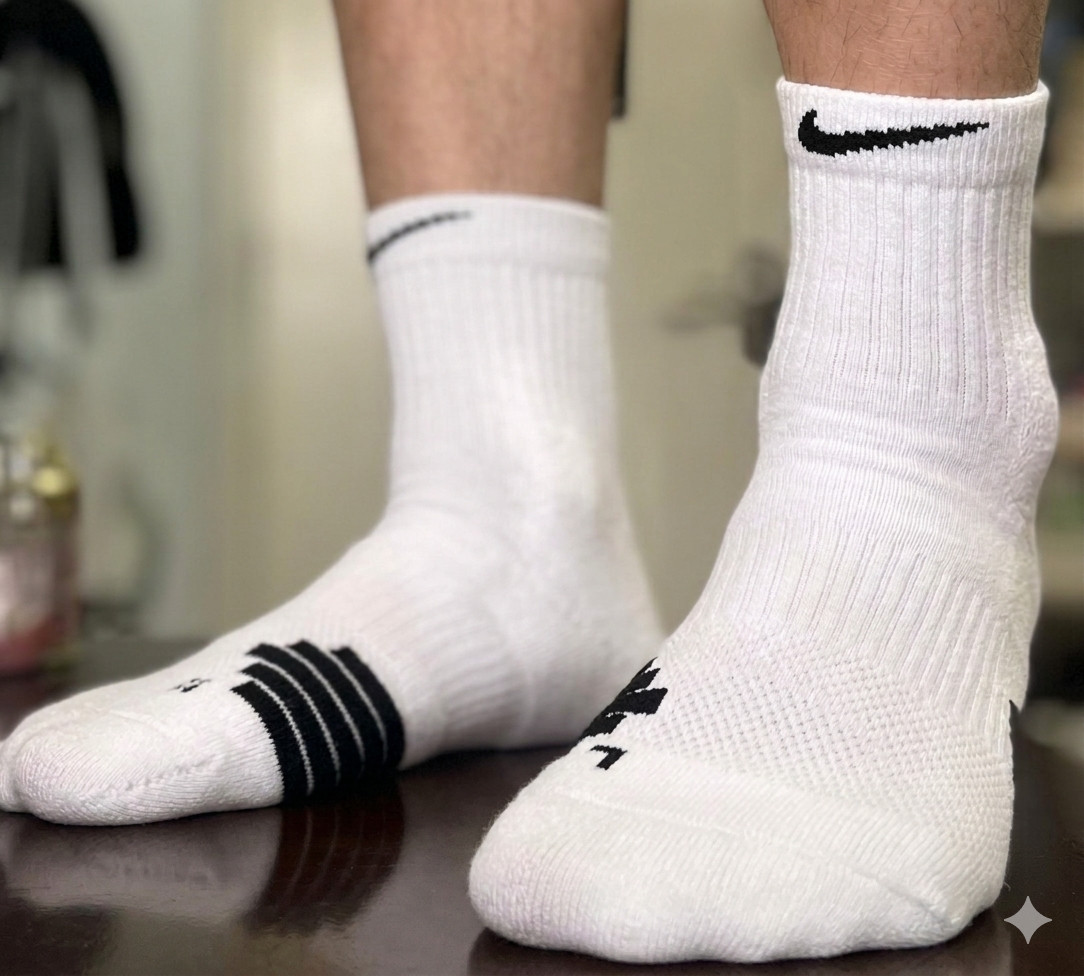 Nike Elite Socks 5 Pack Crew&Short Black White Cushioned Athletic Performance L