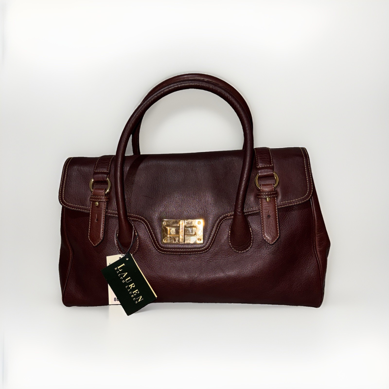 NWT Lauren Ralph Vintage Satchel Bag Gold Hardware Buckle Turn Lock Doctor Bag