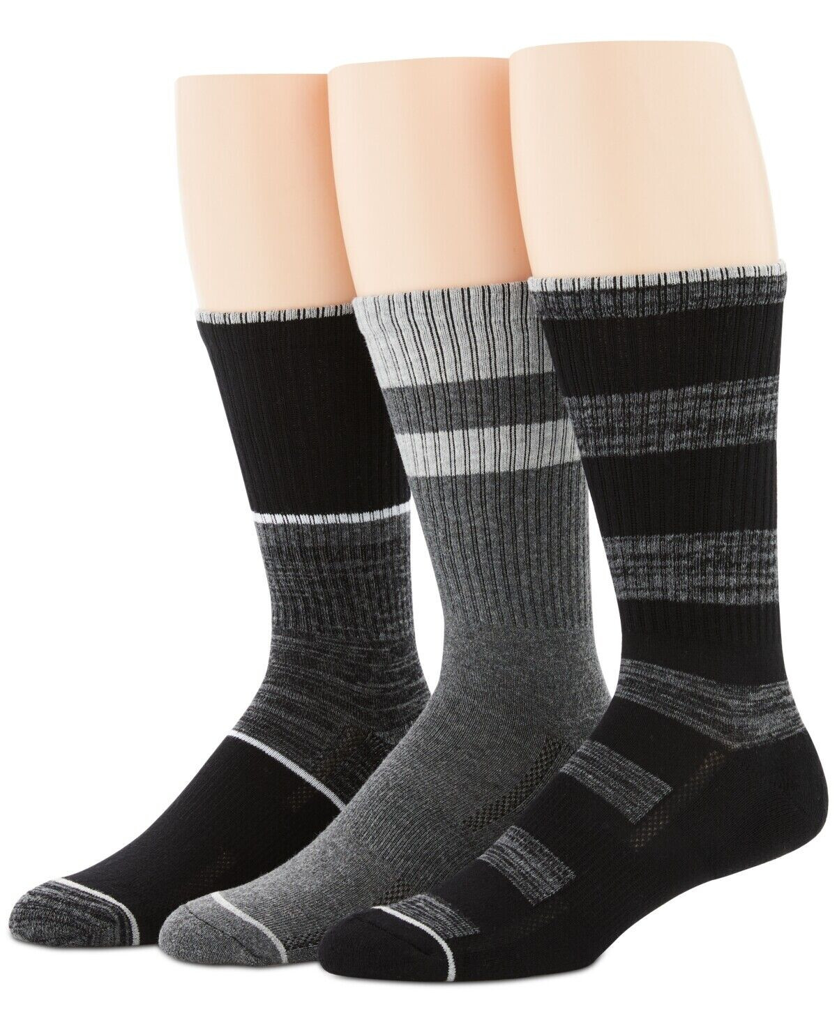 PERRY ELLIS Black & Gray 3 Pair PTZSC017 Dress Socks NEW