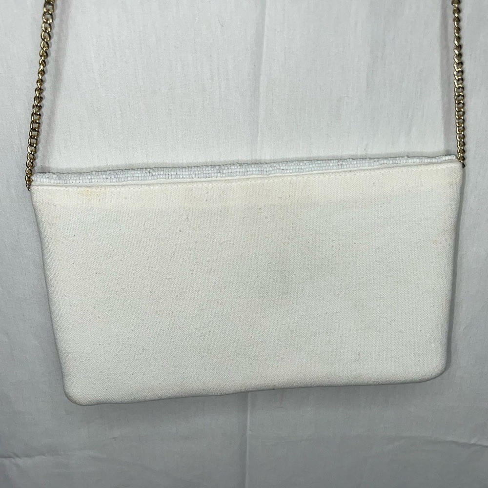 Elegant Bride Beaded Clutch – White and Gold
