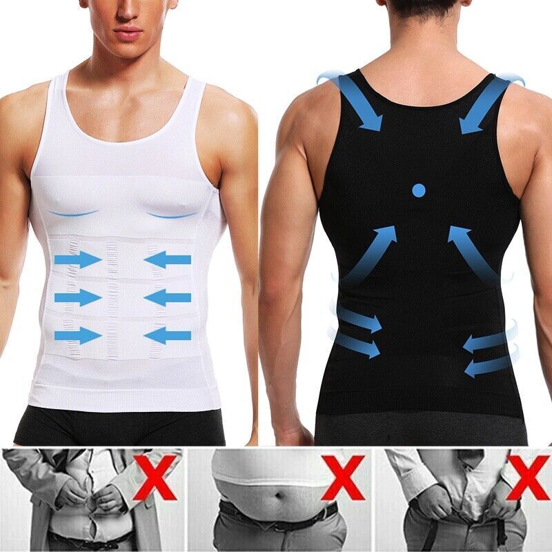 Men’s Body Shaper Toning T-Shirt Ultra Durable Vest Compression Slim Underwear