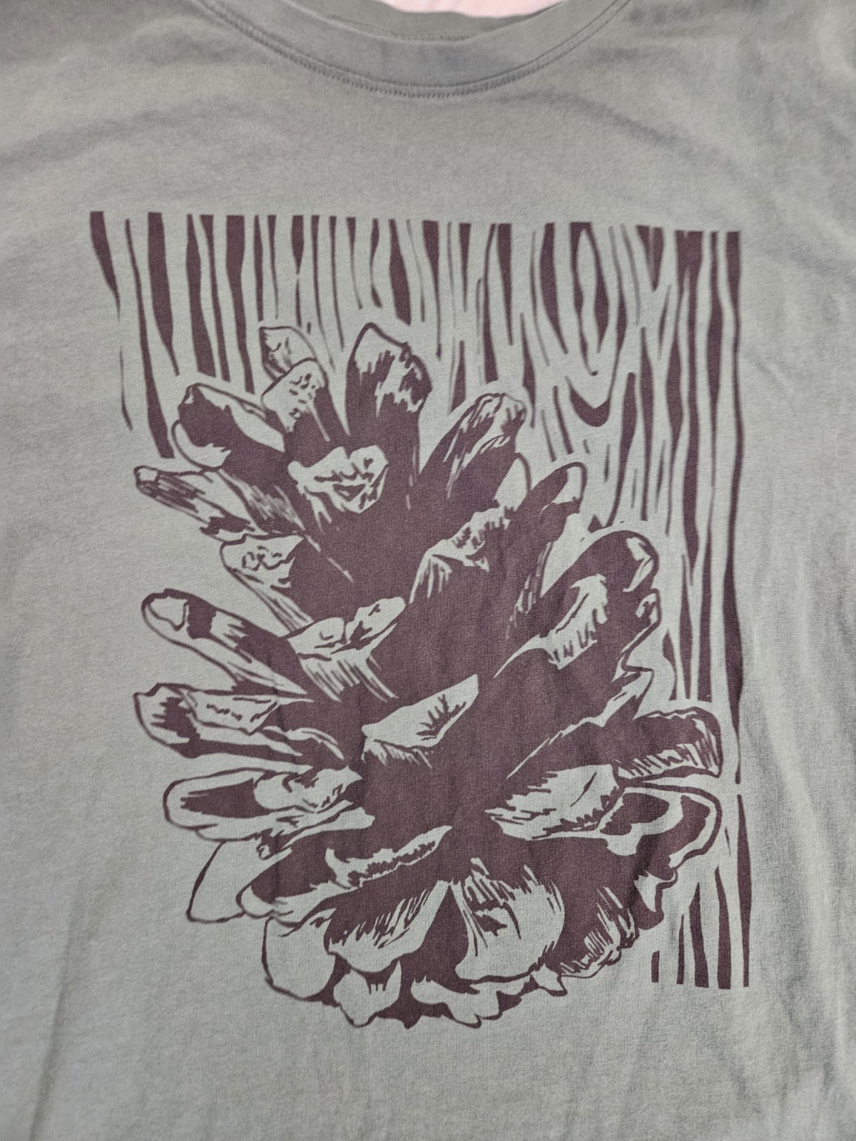 dip Pine Cone Graphic T Shirt Mens 3XLT Green Organic Cotton Big Tall