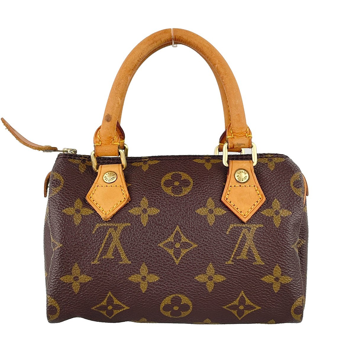 Louis Vuitton Monogram Mini speedy Leather Fabric Brown Handbag 4574