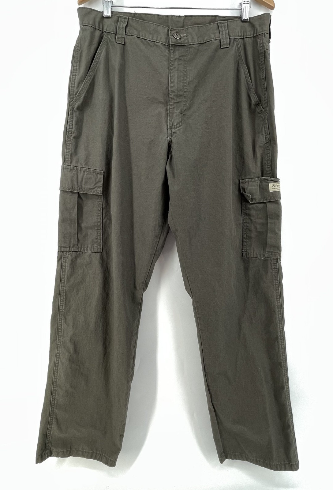 Wrangler Ripstop Cargo Pants Mens 35×33* Green/Brown Utility Workwear 70L3WOD