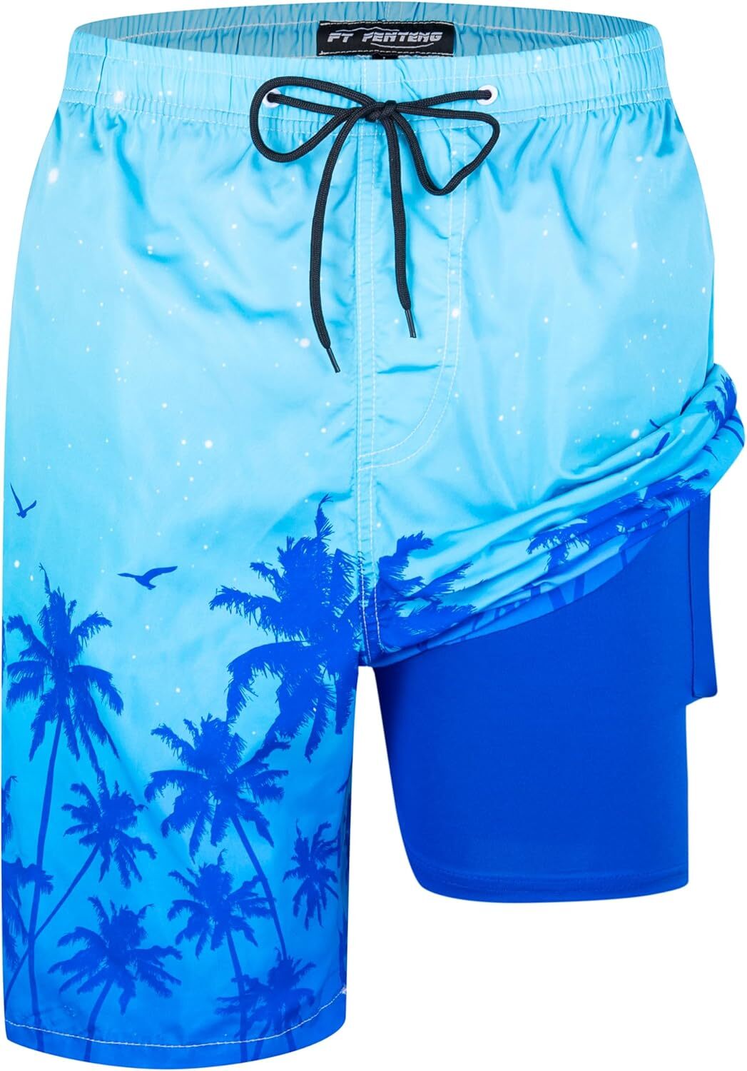 Men’s Quick Dry 2-in-1 Swim Trunks with Compression Liner Zipper Pockets Stretch
