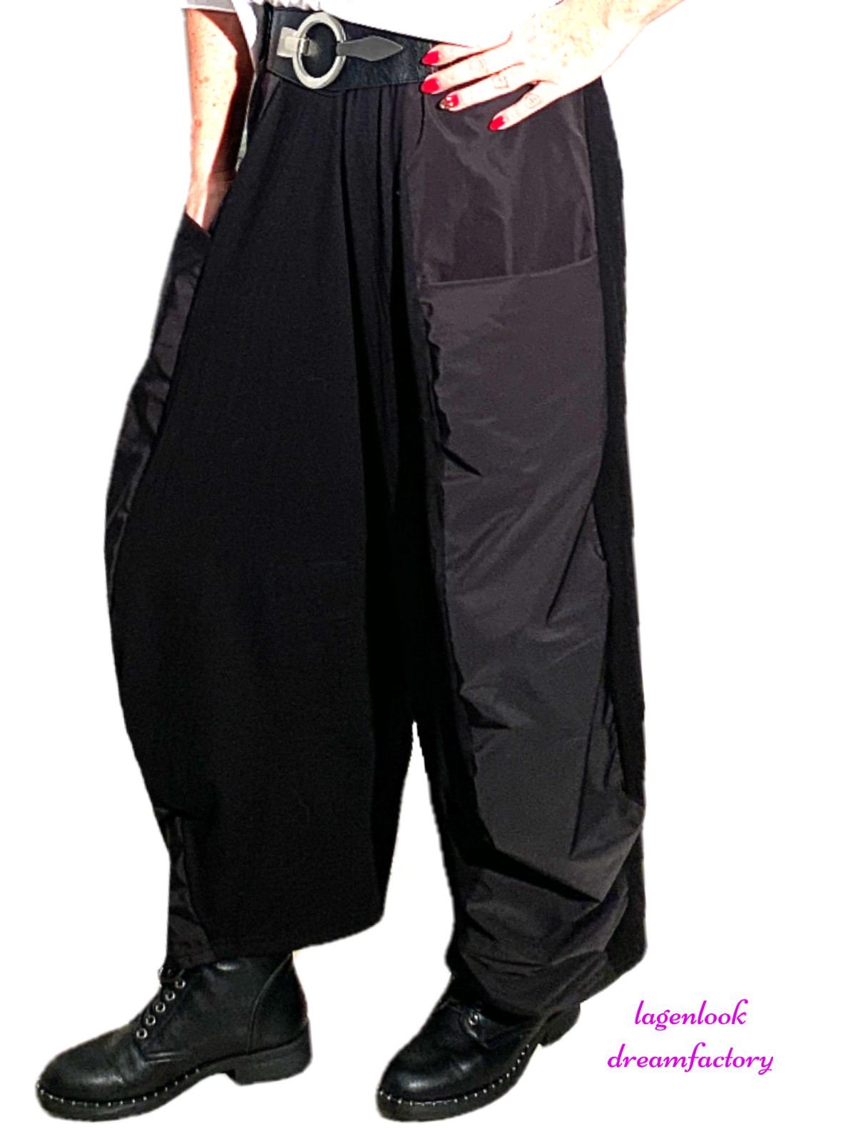 MYO Lagenlook Oversized Corner Balloon Trousers Jersey & Taffeta 44 46 48 50 52 54 56 56