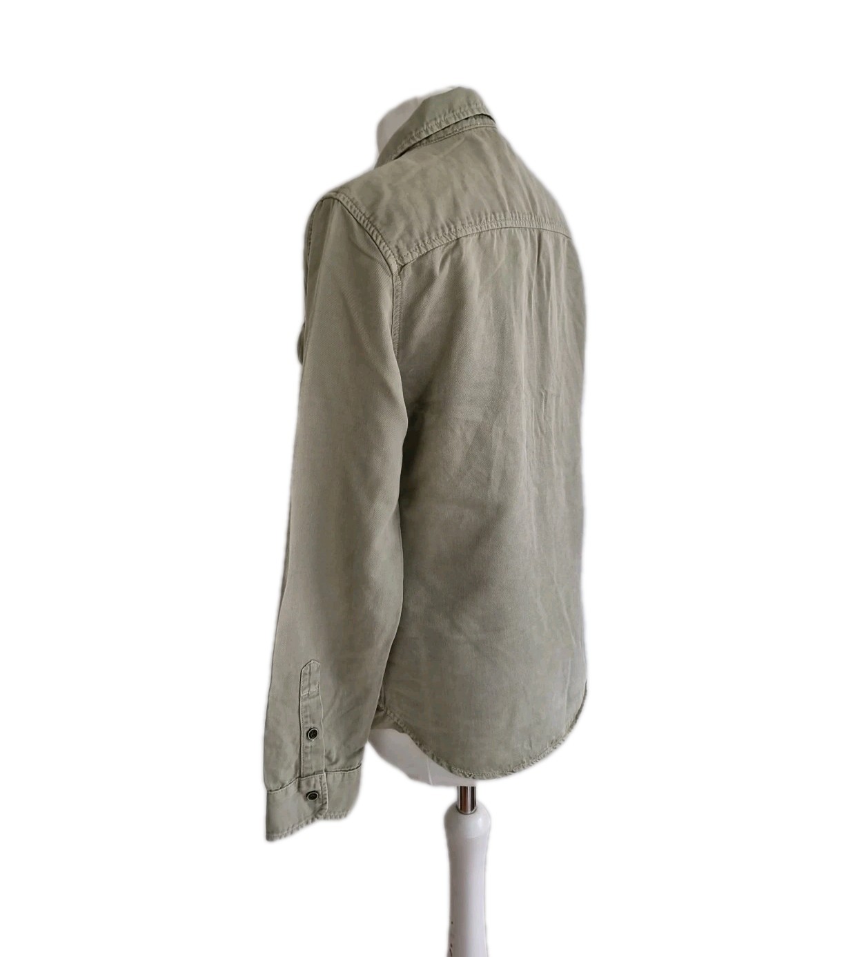 Mother The Frenchie Slipover Cotton Blend Military Green Shirt Womens Size Small