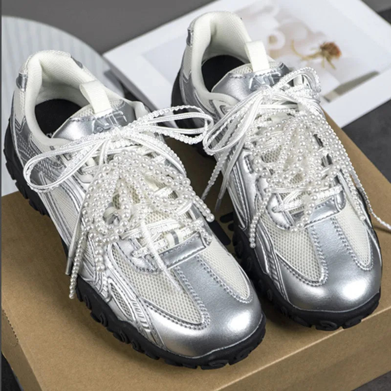One Pair Silver Lace Shoelaces Thin Round Laces Sneaker Sport DE Training Shoes