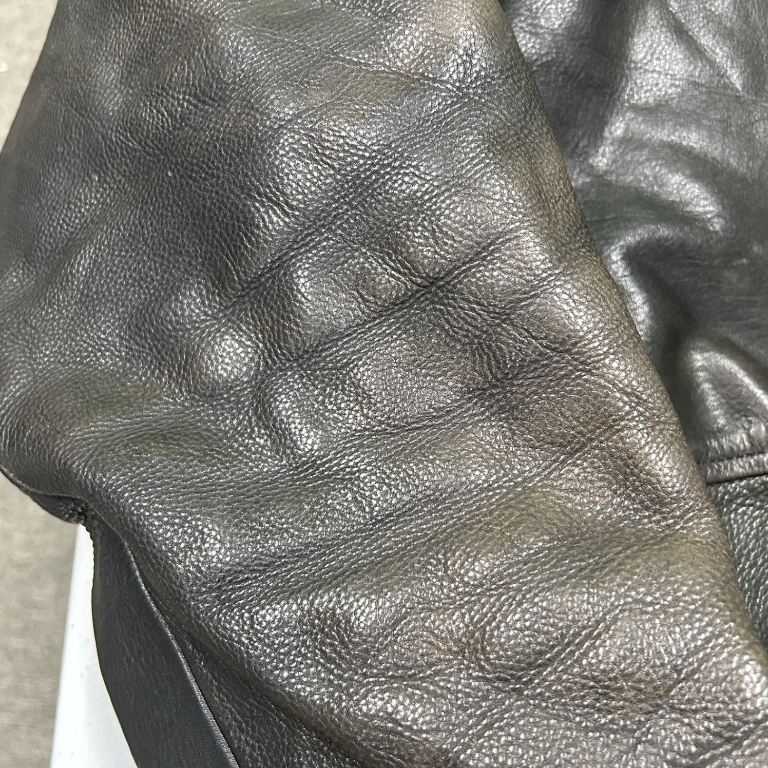 Leather Biker Jacket Mens XL Black Fair Distressed Moto Belted Rider