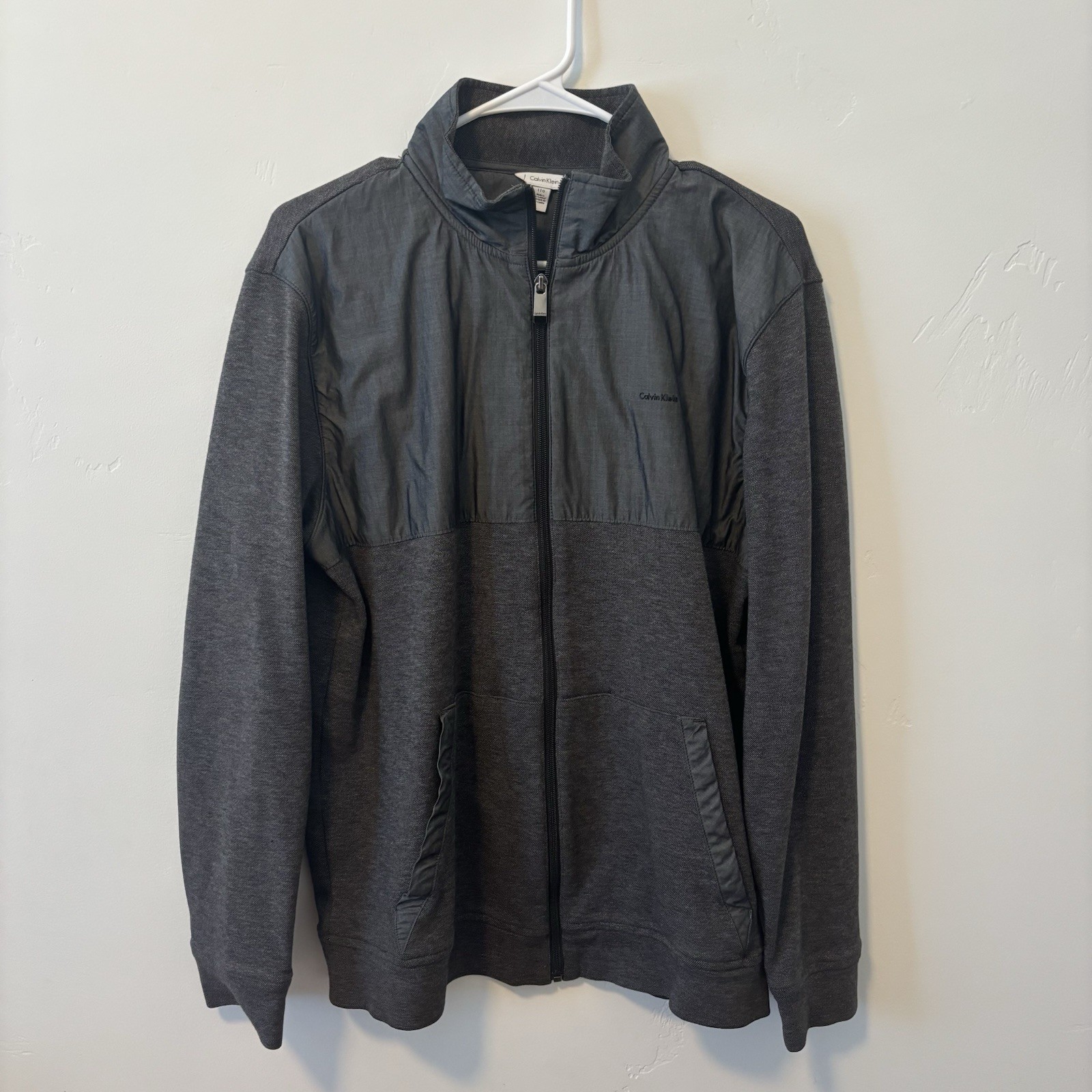 Men’s Gray Calvin Klein Full Zip 100% Cotton Jacket L