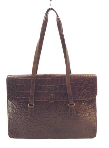 Mulberry Business Briefcase Tote Bag Embossed Leather Dark Brown W16.1xH11.4in