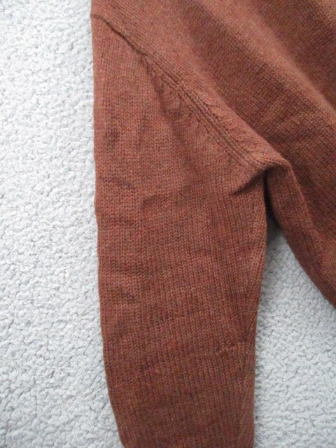 LL BEAN Shetland Wool Pullover Sweater Medium Elbow Patches 1/4 Zip Brown