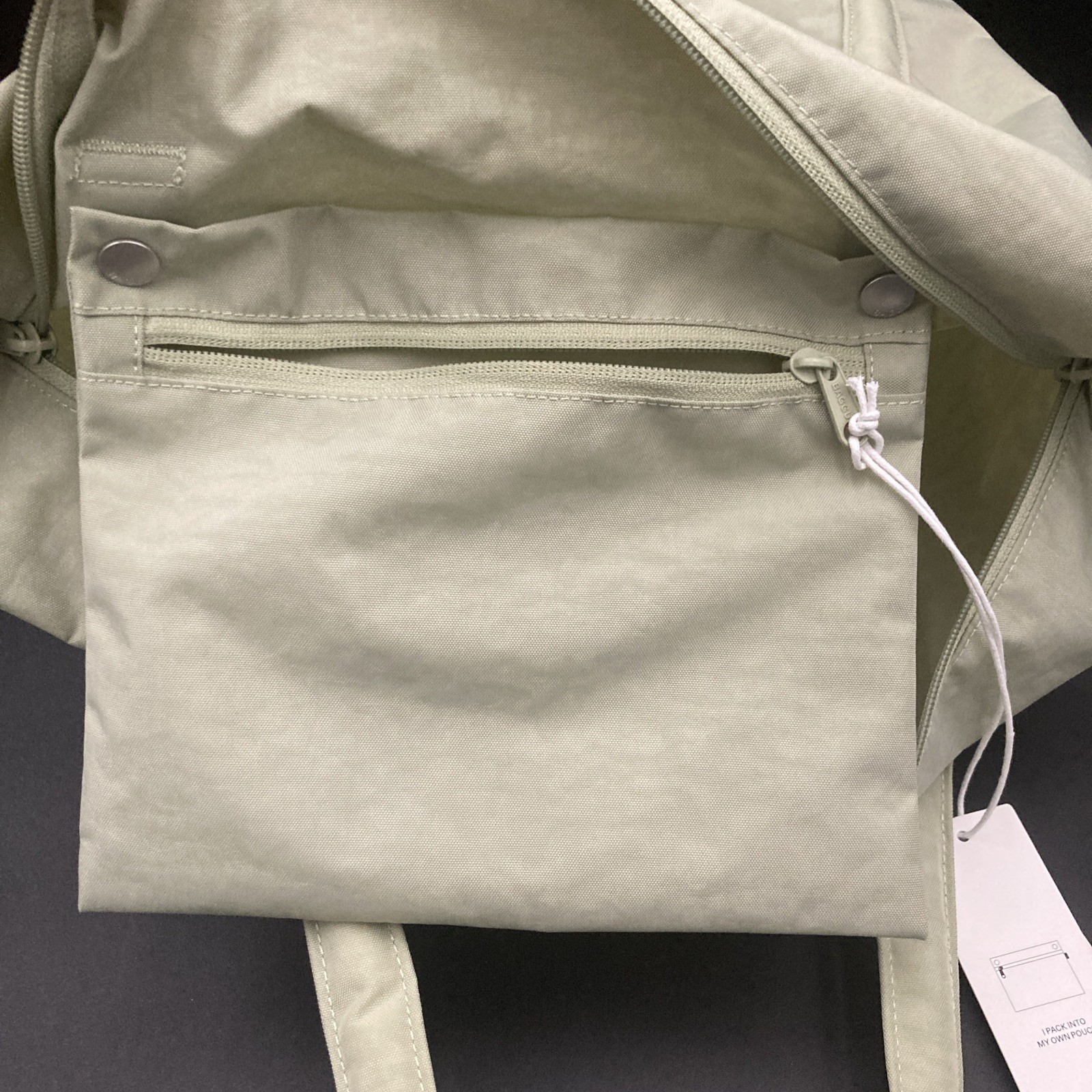 BAGGU Cloud Bag-Celadon-Detachable Pouch-Exterior Pocket-12.75 X 13.75 X 8in-New