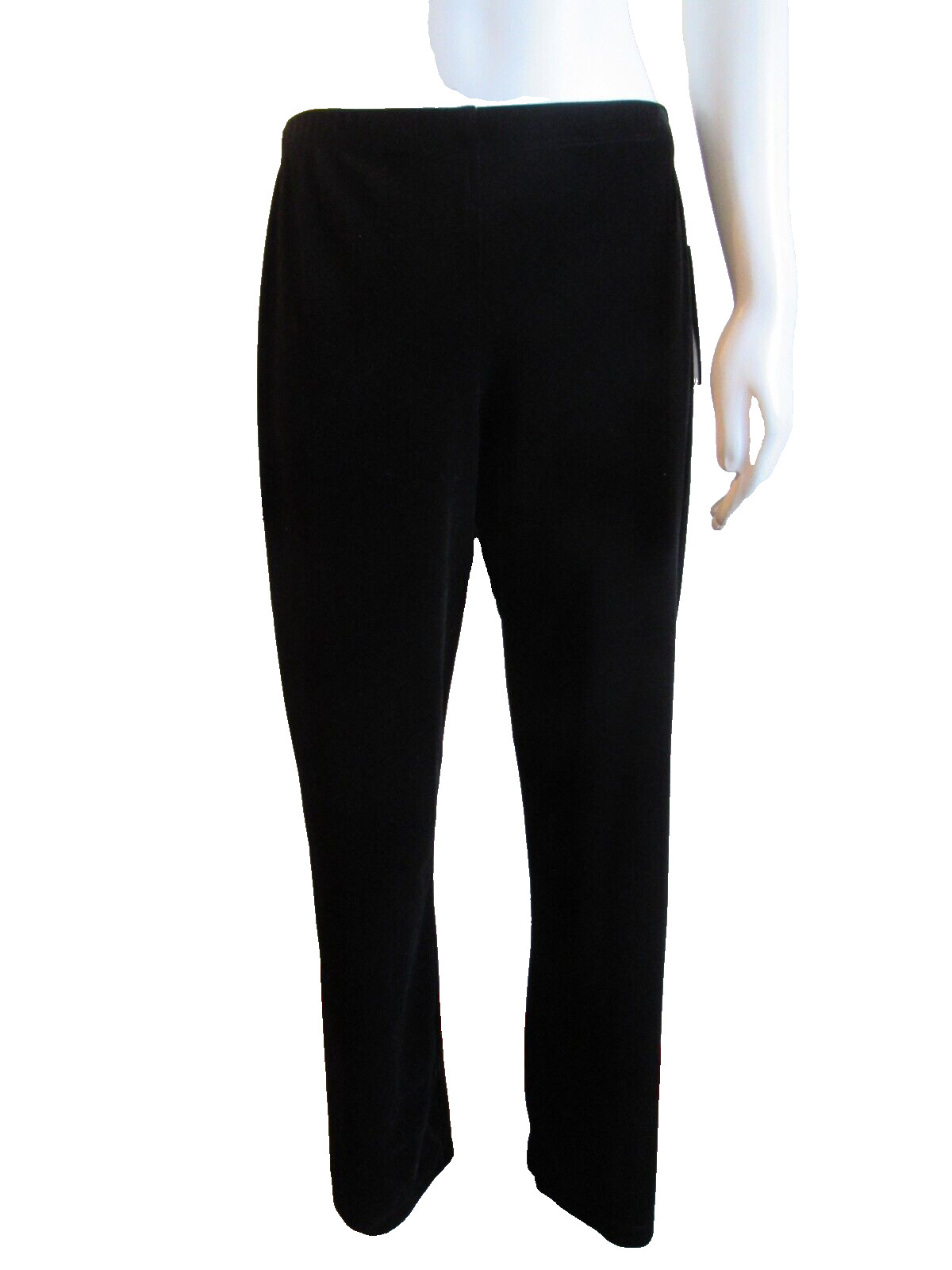 Elementz Women’s S MVTP0005 Black Velour Pull-On Straight Leg Casual Pants NWT