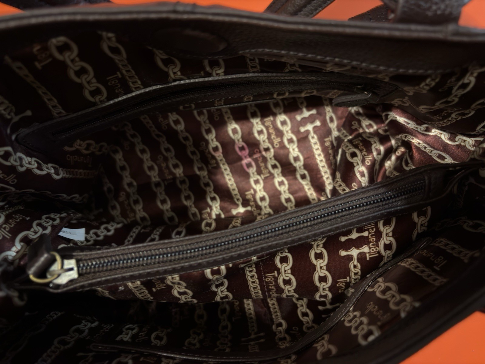 Tignanello Brown Pebble Leather Shoulder Bag Purse