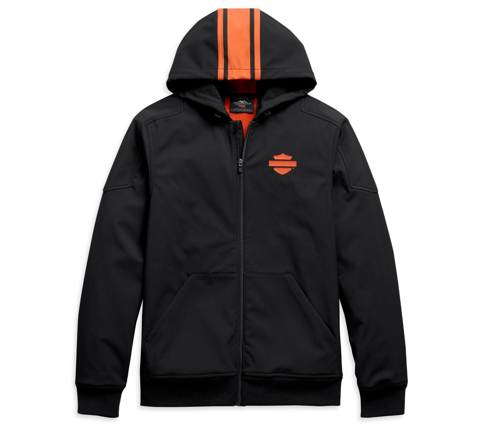 Harley-Davidson Men s Vertical Stripe Hooded Stretch Jacket, Black – 98408-20VM