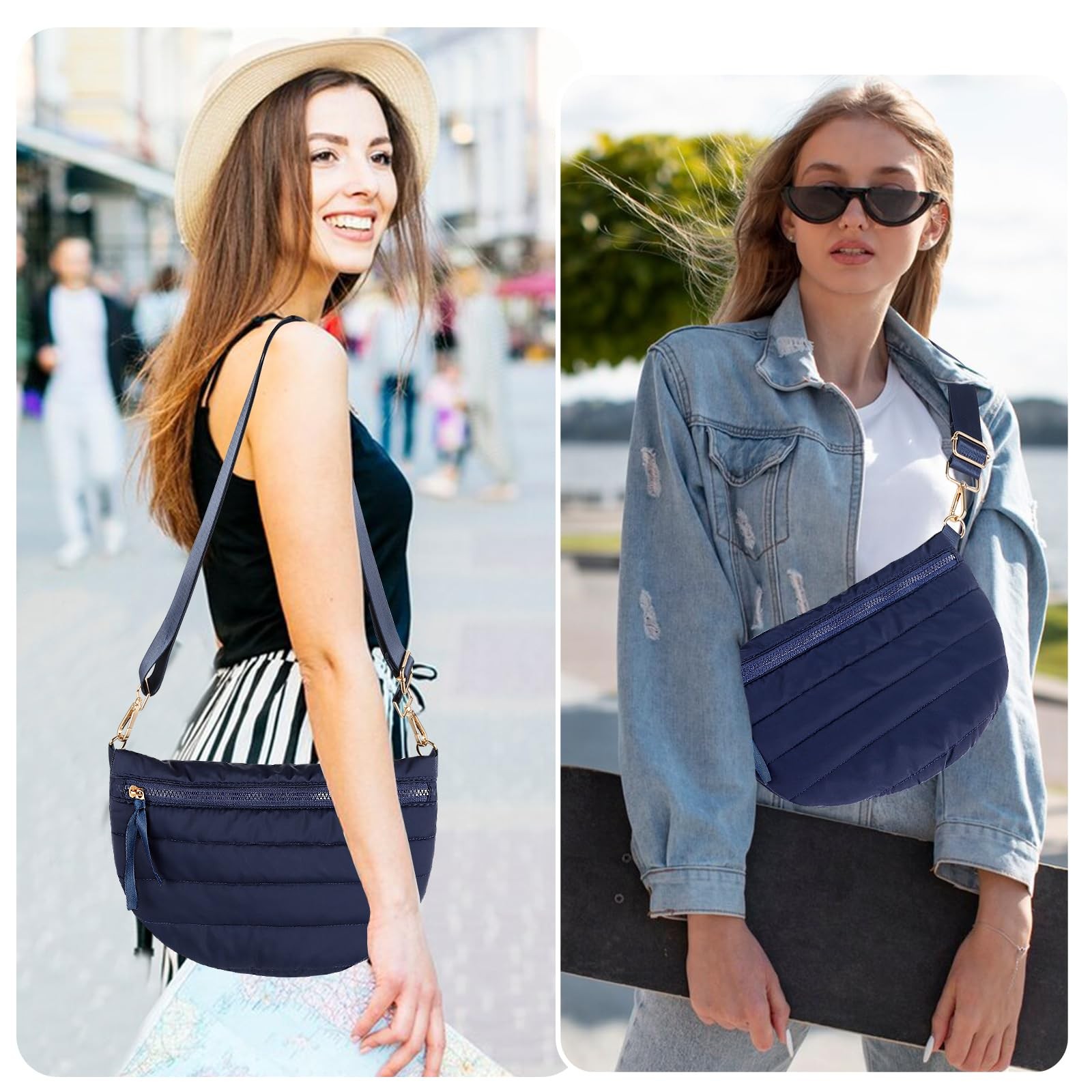 Dealkion Quilted Crossbody Bags for 12 inches x 8 x 0.6 inches, Navy