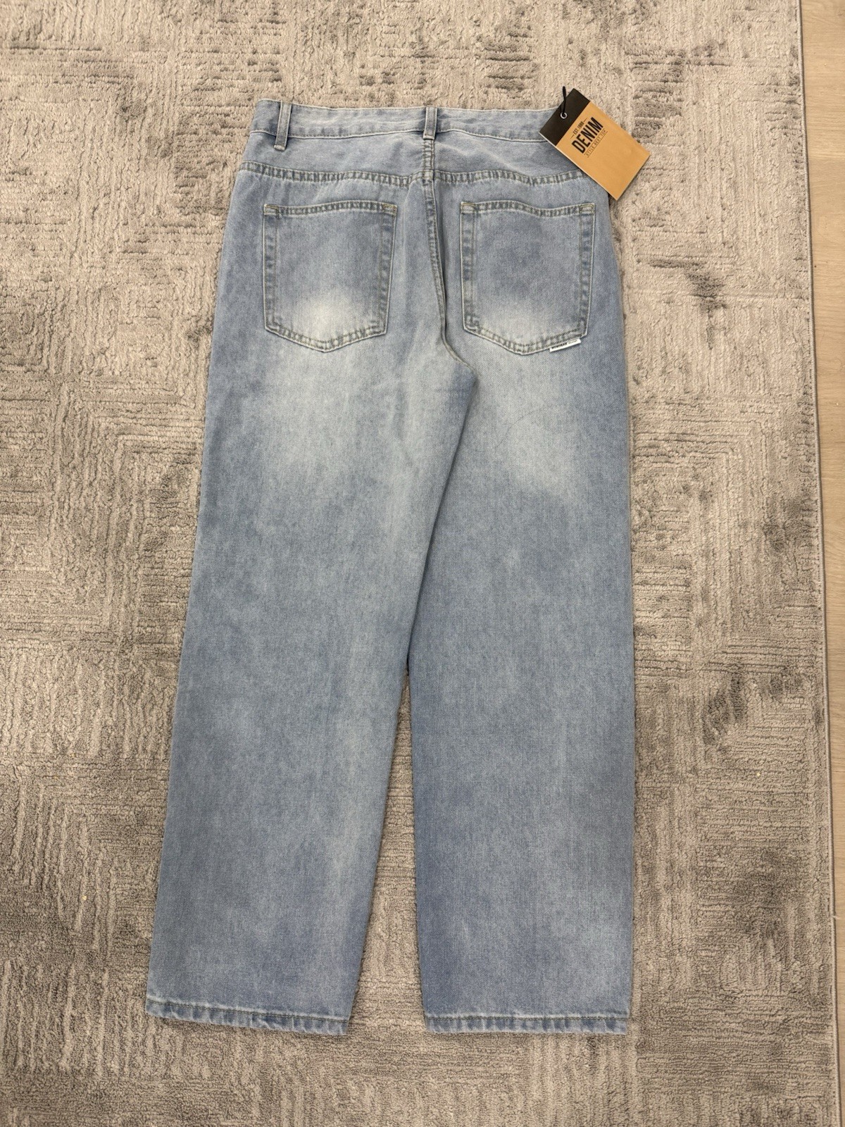 Light Blue Mans Denim Jeans Pants Straight Leg Slim Fit
