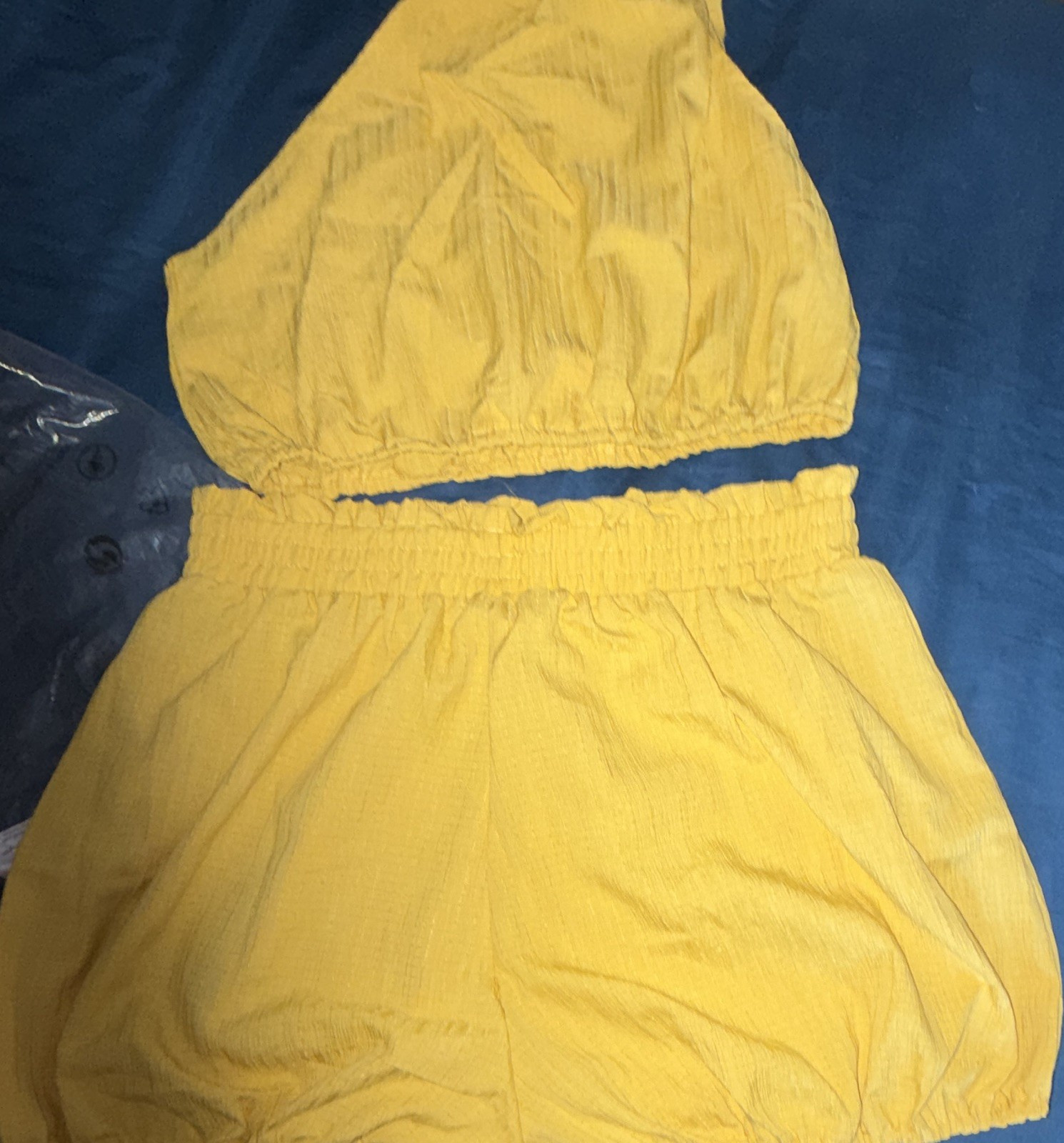 fujian youxi Women’s Yellow Solid Top & Shorts Outfit Set, Size L, Q7081