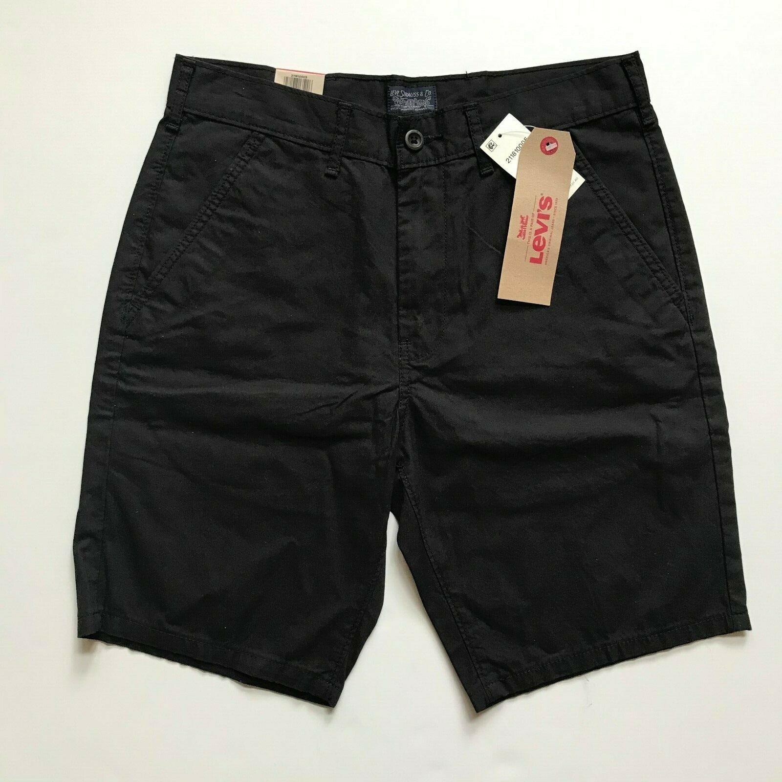 NWT Levis Men’s Classic Solid Cotton Flex Straight Chino Shorts Falls above knee