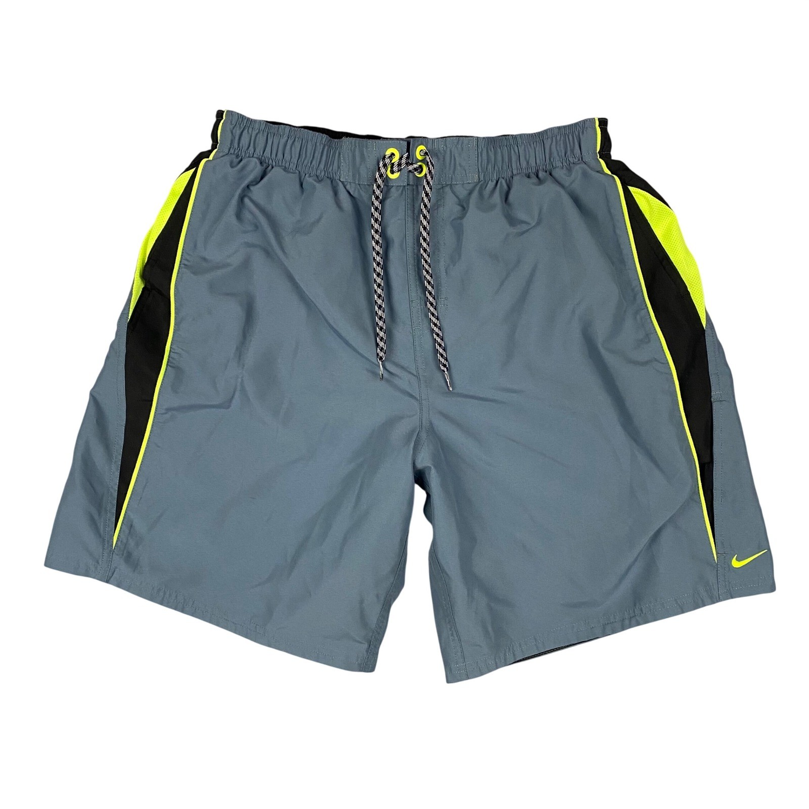 Nike Volley Core Contend Men’s Gray Black Neon Athletic Swim Trunks Shorts XL
