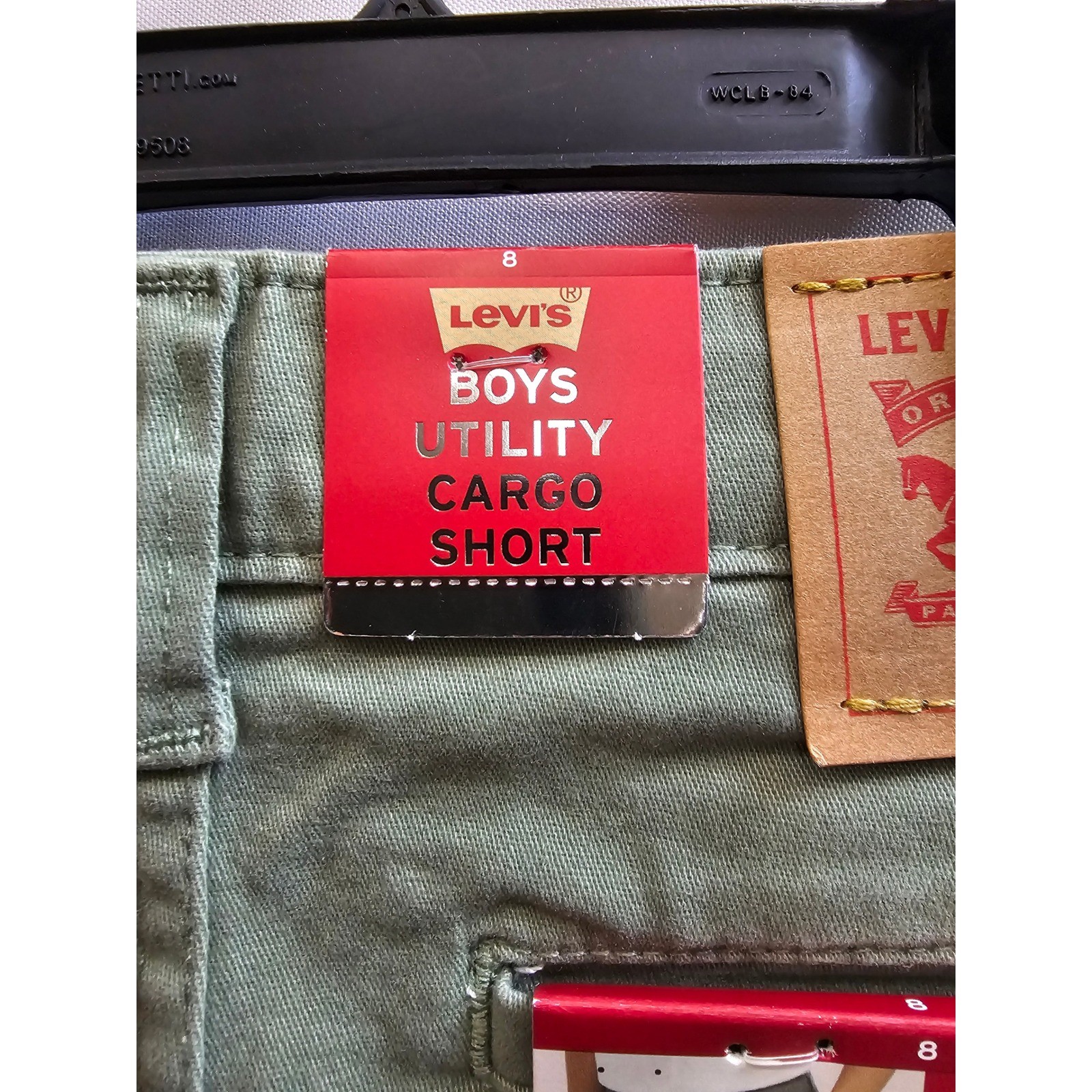 Levis Boys Utility Cargo Shorts Sea Spray Green Adjustable Waist 92L100 Size 8