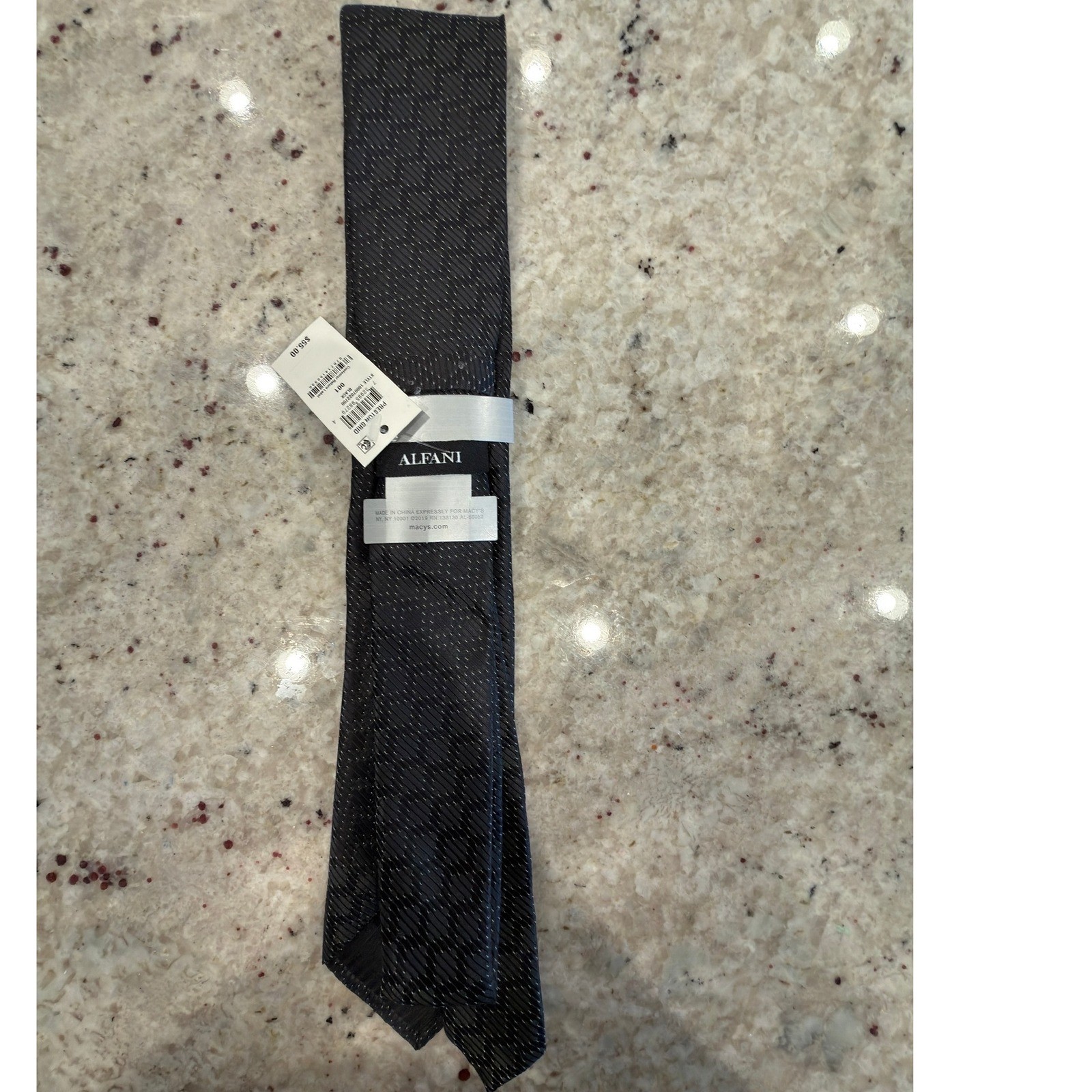 Alfani Men’s Gray Geometric Silk Tie 3.25″ Classic Width NWT