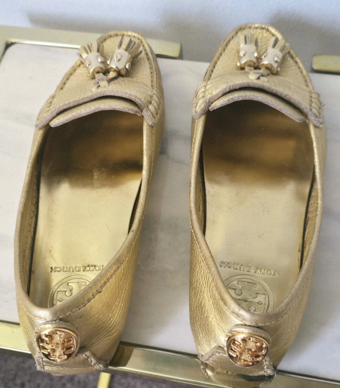 TORY BURCH Lawrence Tassle Leather Driver Moccasin SZ 7M