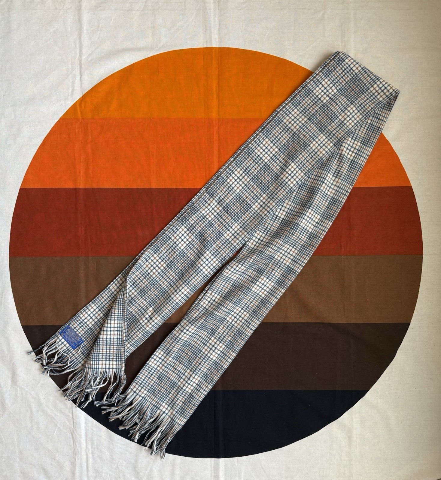Vintage Pendleton Plaid Wool Scarf USA Made Unisex, Pure Virgin Wool 84”x 12.75”