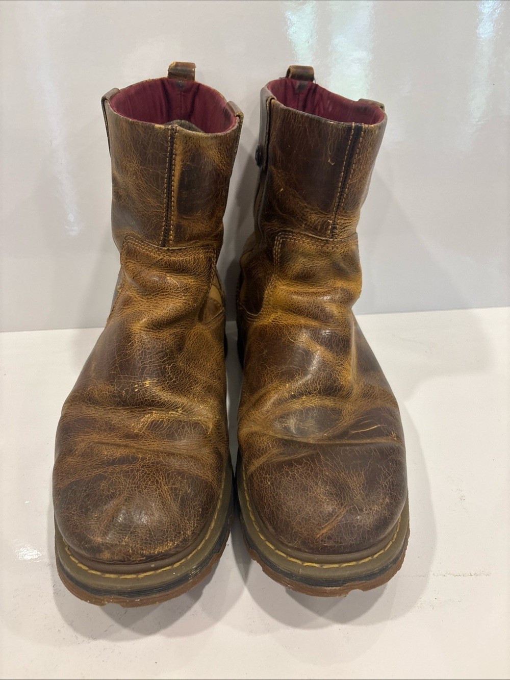Vintage Dr. Martens Slip On Brown Leather Boots Mens 12 Made In England