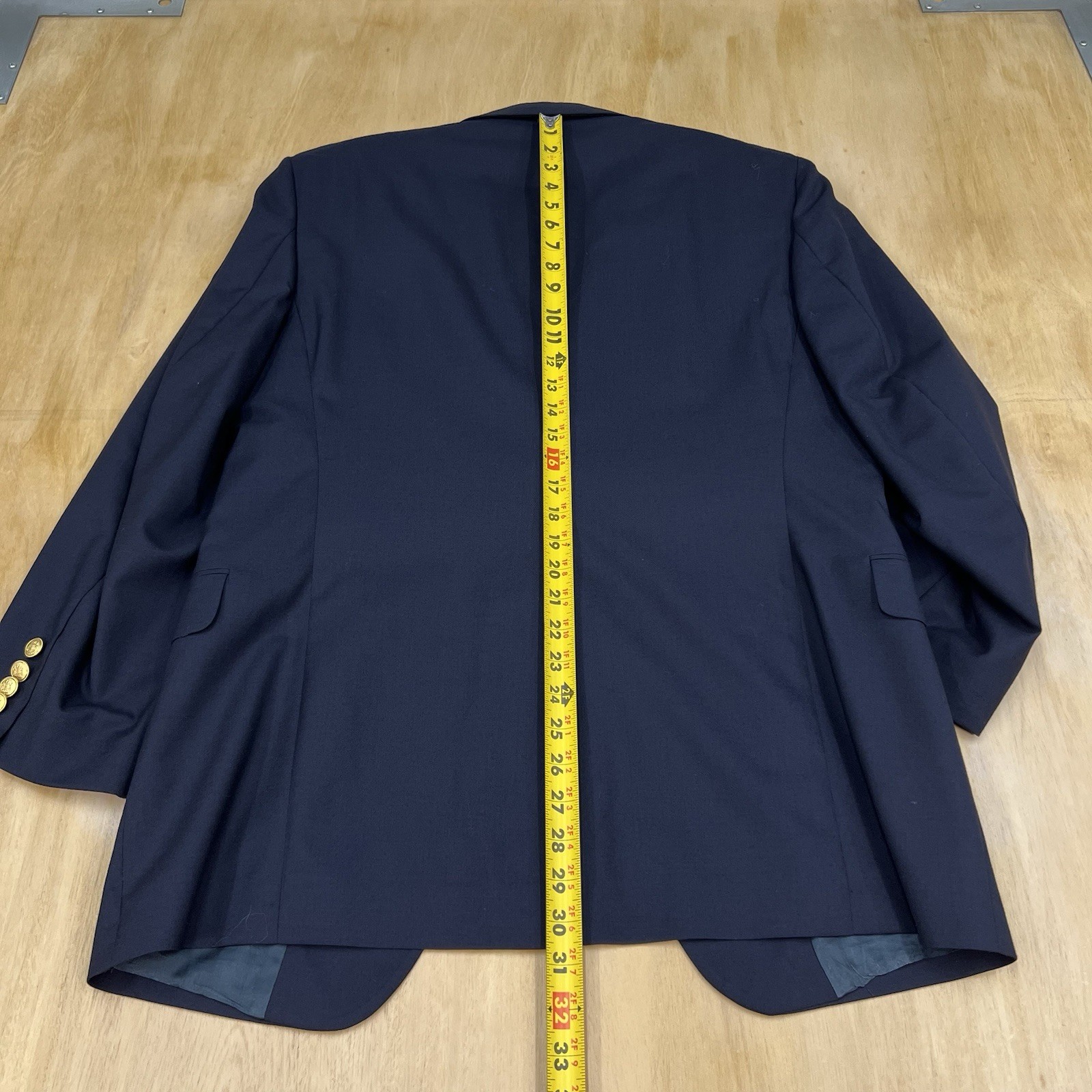 Vintage Nordstrom (*Altered) Blazer Golden Buttons Jacket Mens 40R Wool Navy